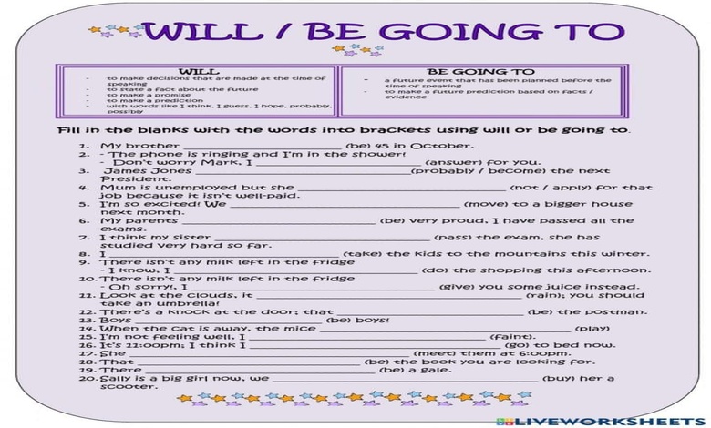 تدريبات على will و going to
