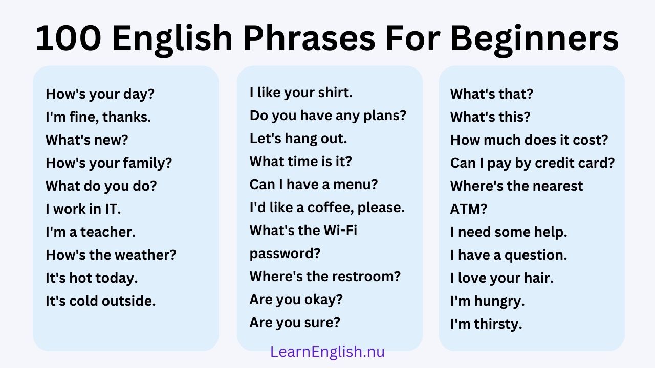english phrases for daily use in english