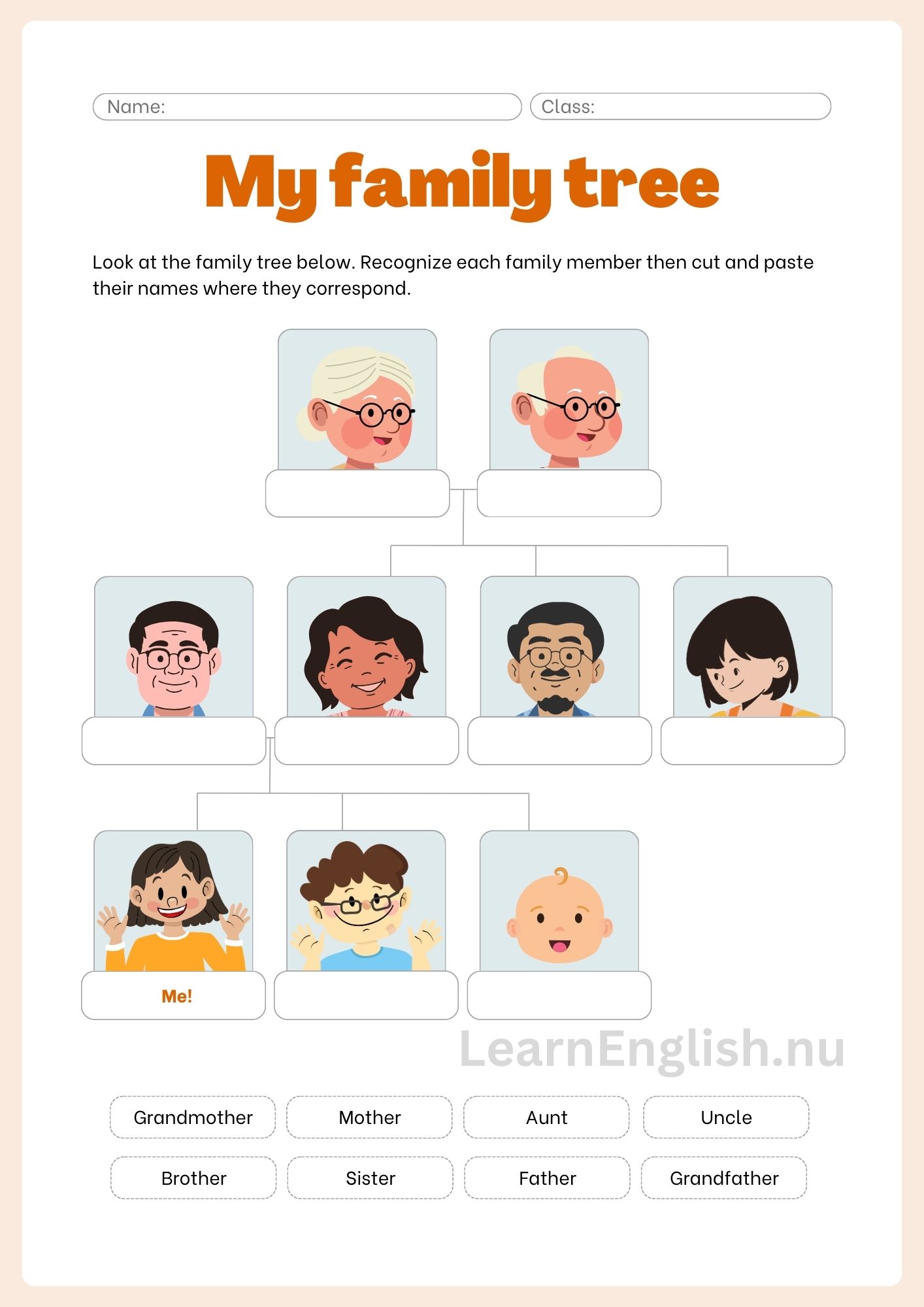 اسماء افراد العائلة بالانجليزي شجرة العائلة