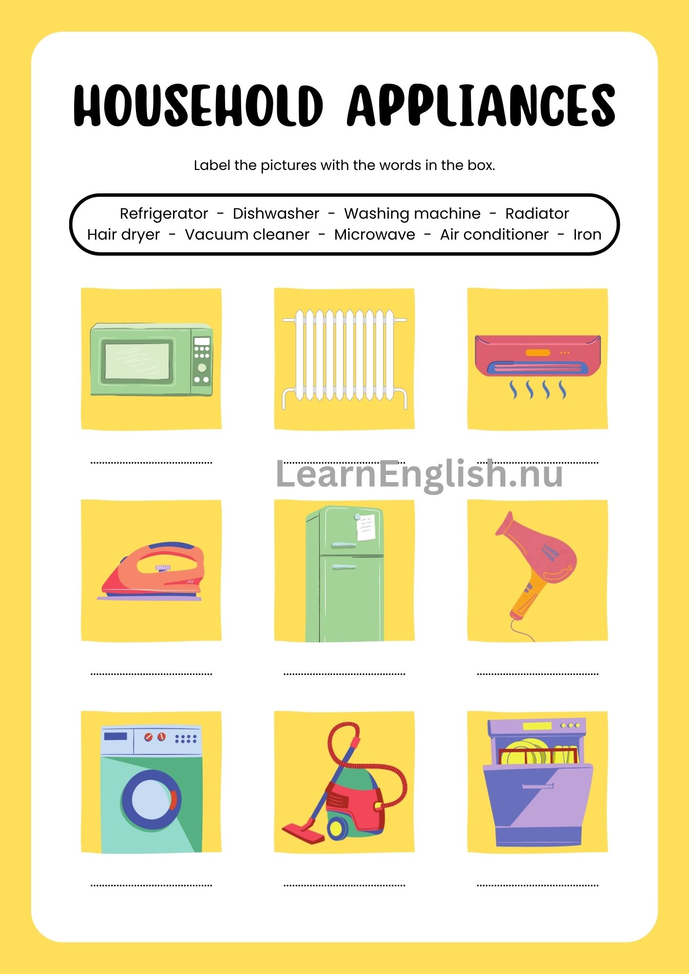 اسماء الاجهزة الكهربائية بالانجليزي بالصور والصوت