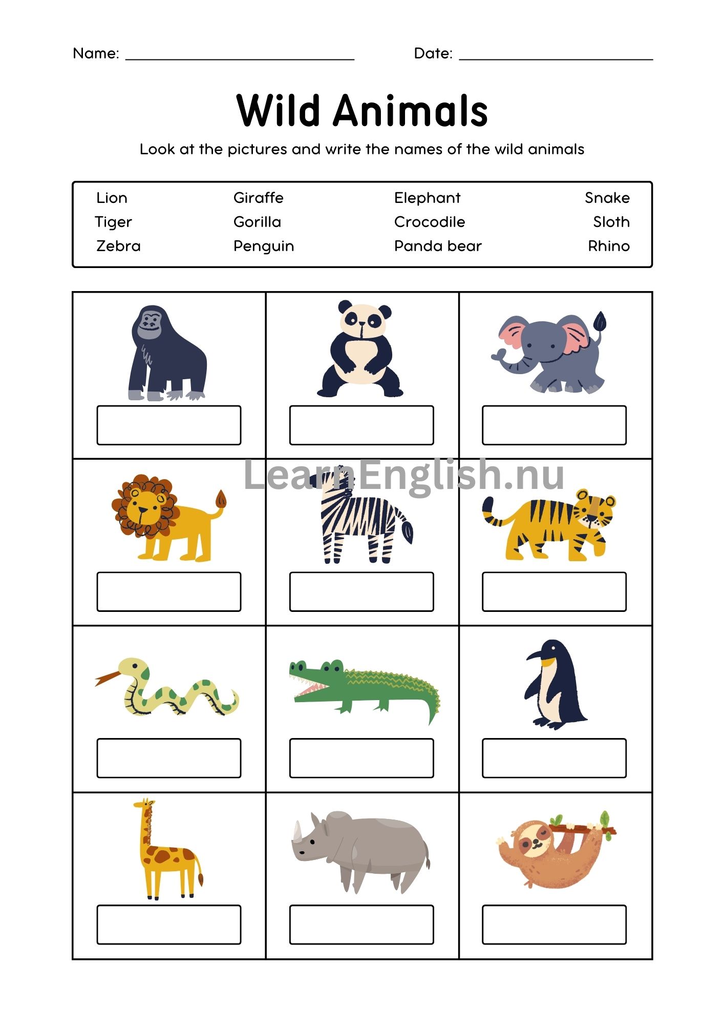 اسماء الحيوانات البرية بالانجليزي بالصور والصوت