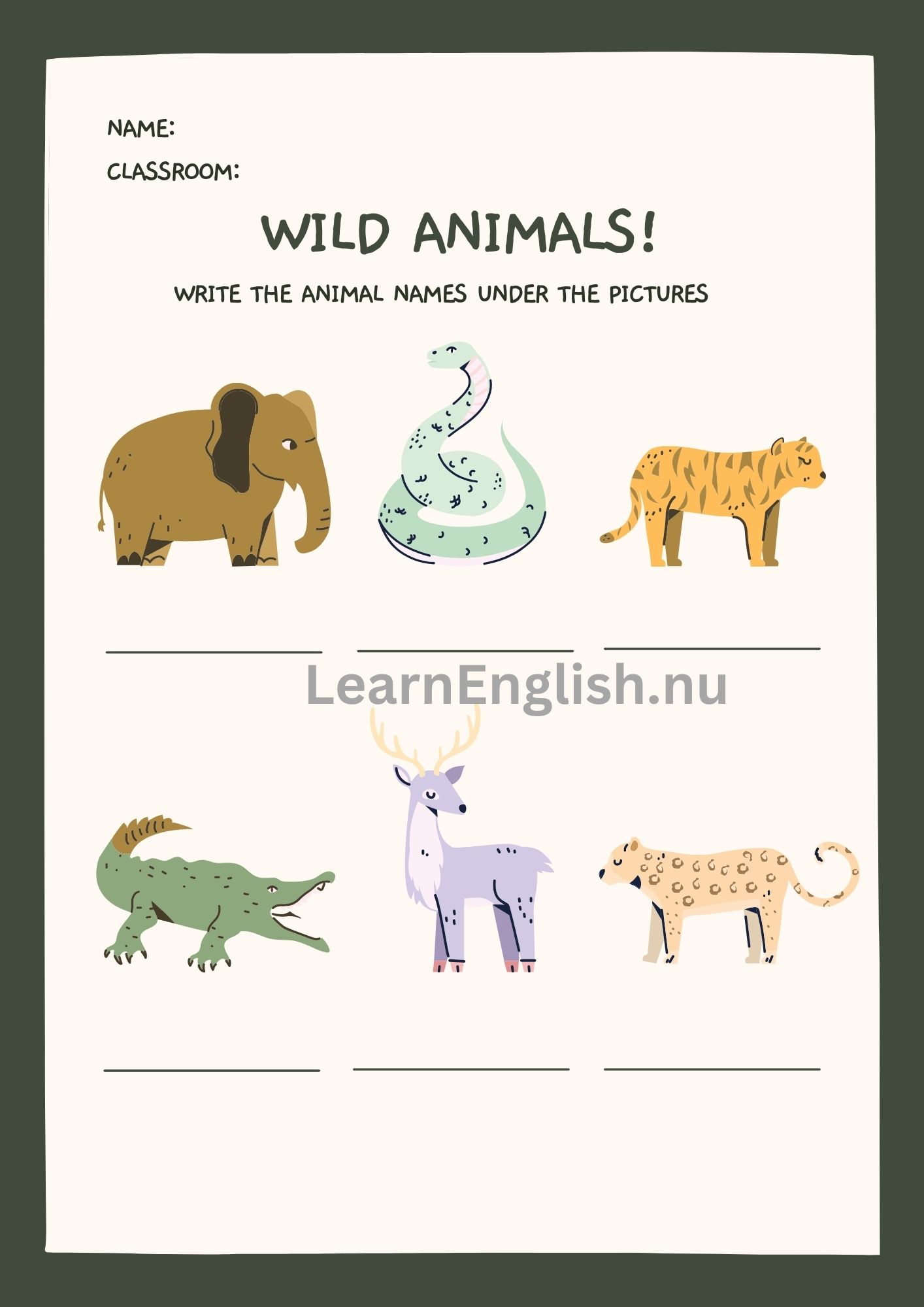 اسماء الحيوانات البرية بالانجليزي بالصور والصوت