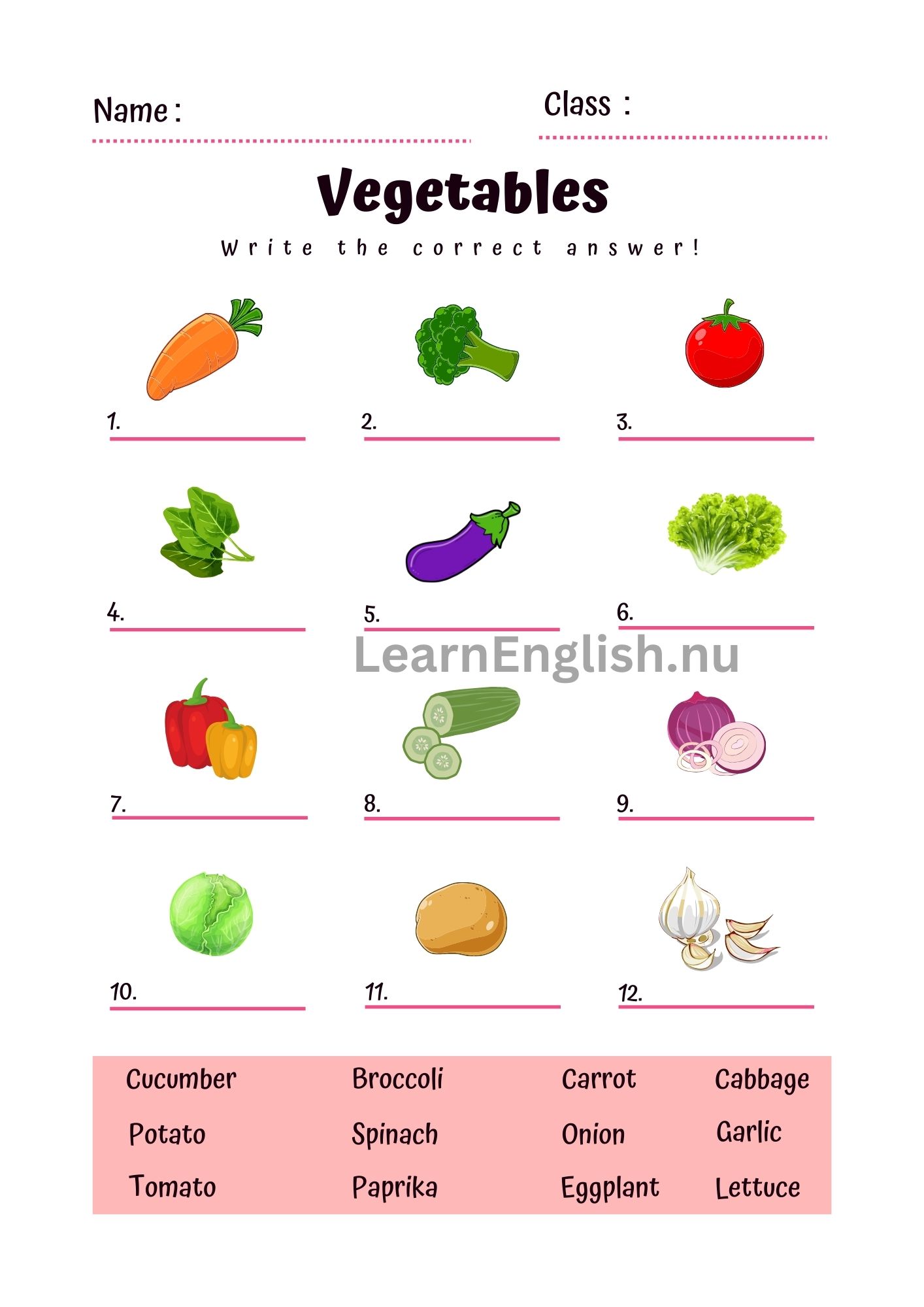 اسماء الخضروات بالانجليزي بالصور والصوت
