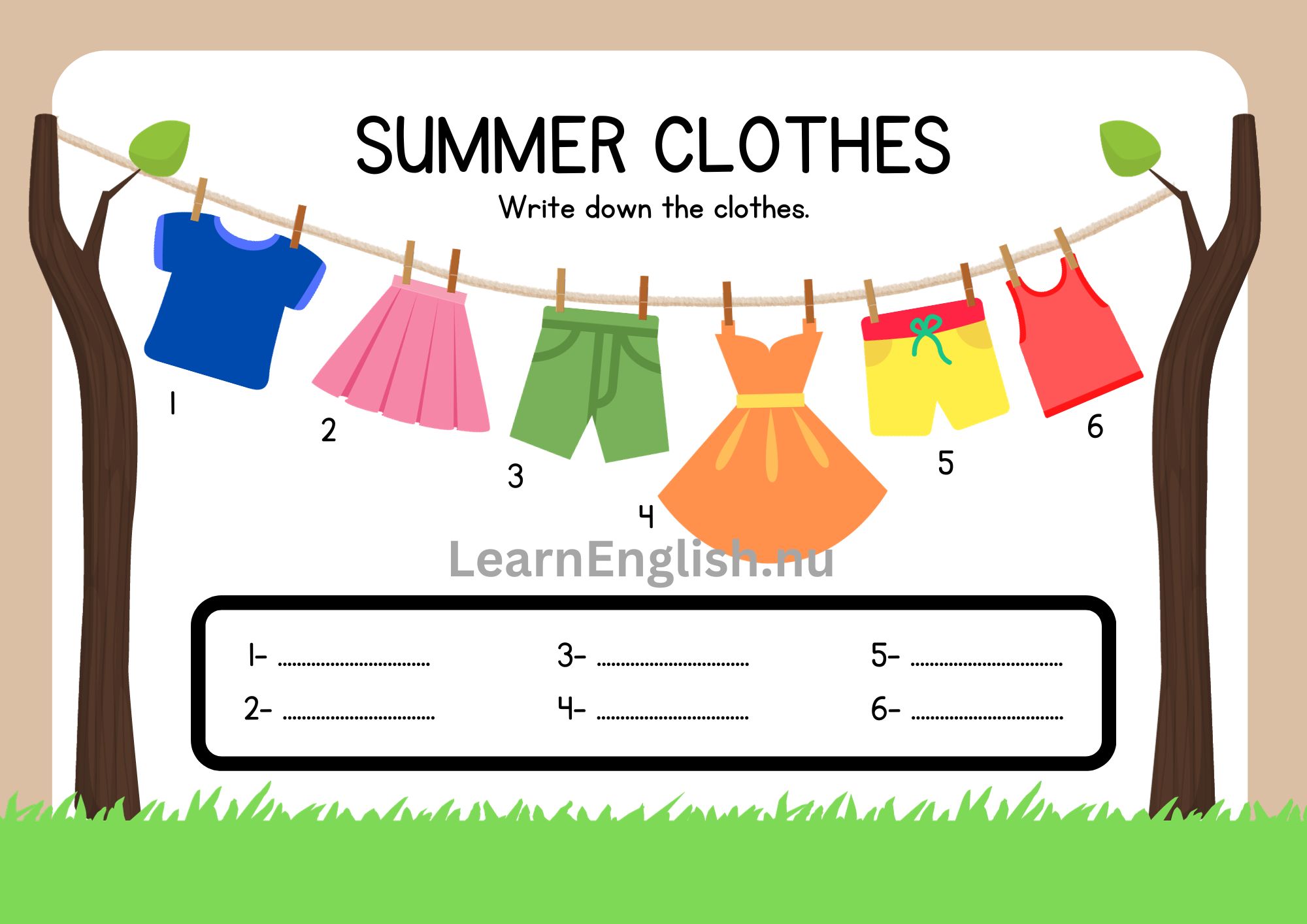 اسماء الملابس الصيفية بالانجليزي بالصور والصوت