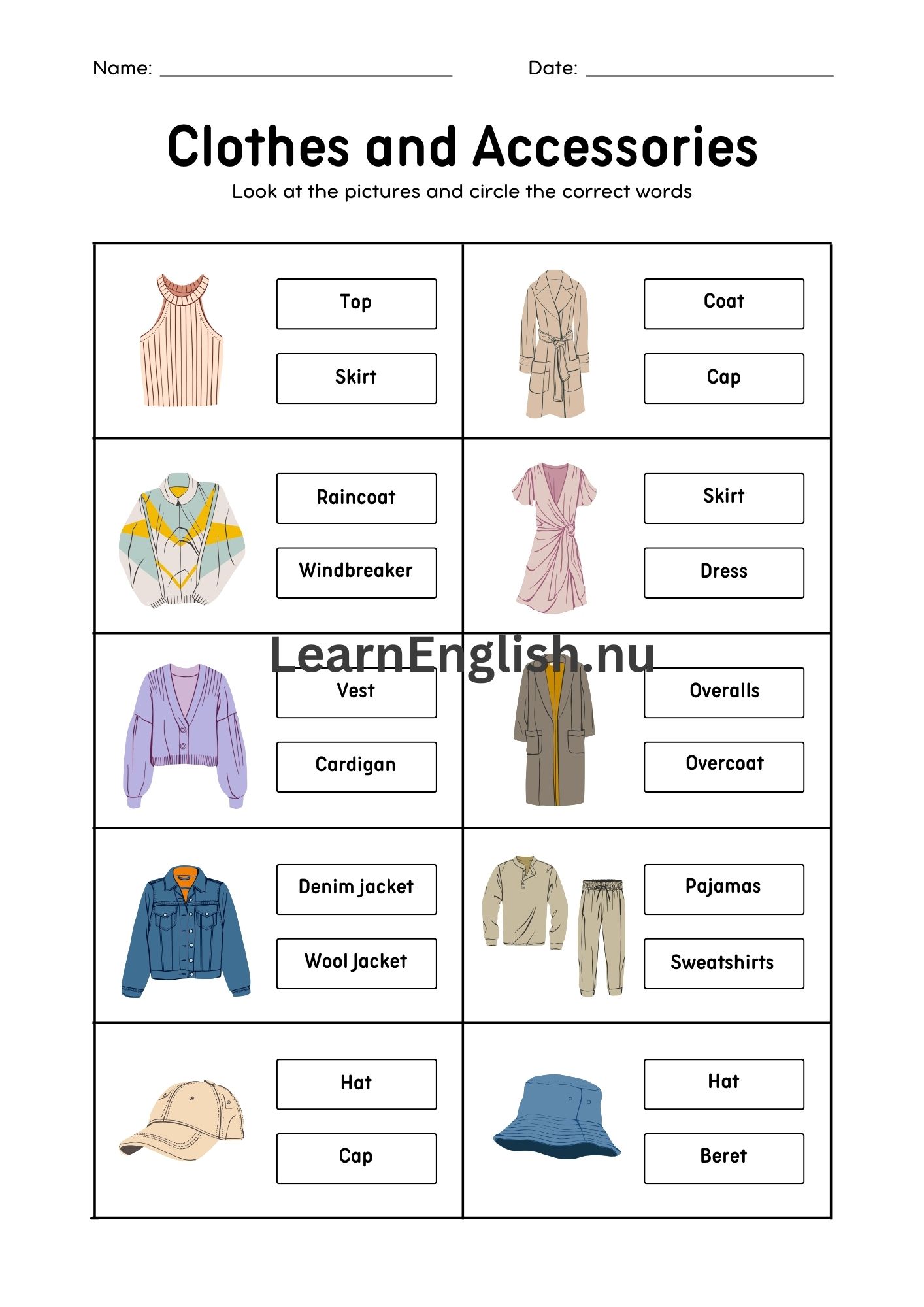 اسماء الملابس النسائية بالانجليزي بالصور والصوت
