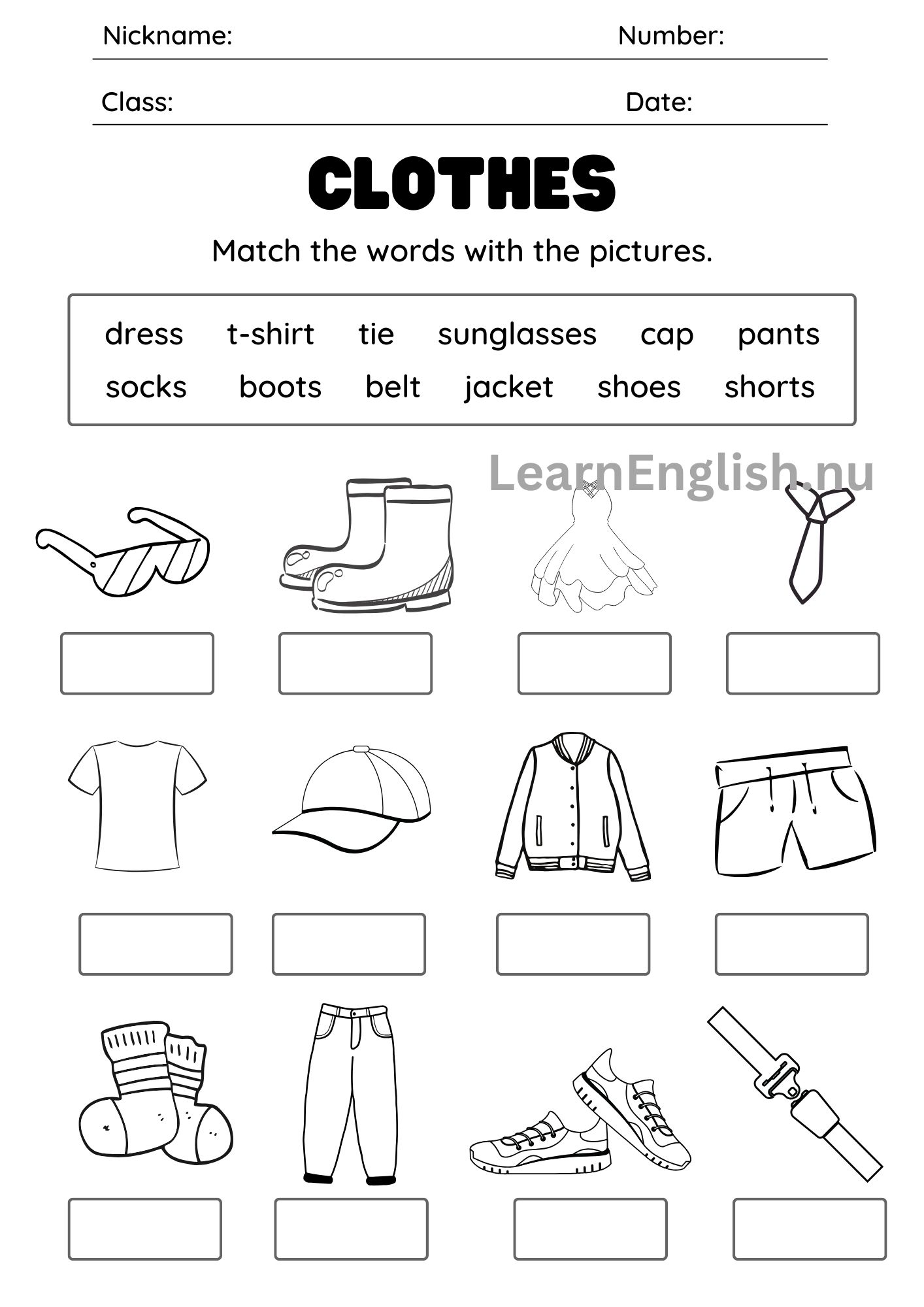 اسماء الملابس بالانجليزي بالصور والصوت