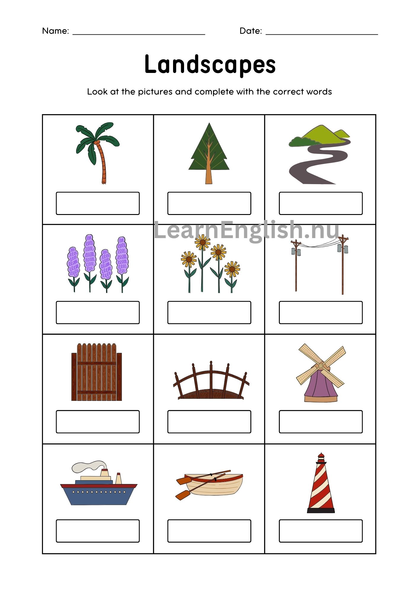 اسماء المناظر الطبيعية بالانجليزي بالصور والصوت