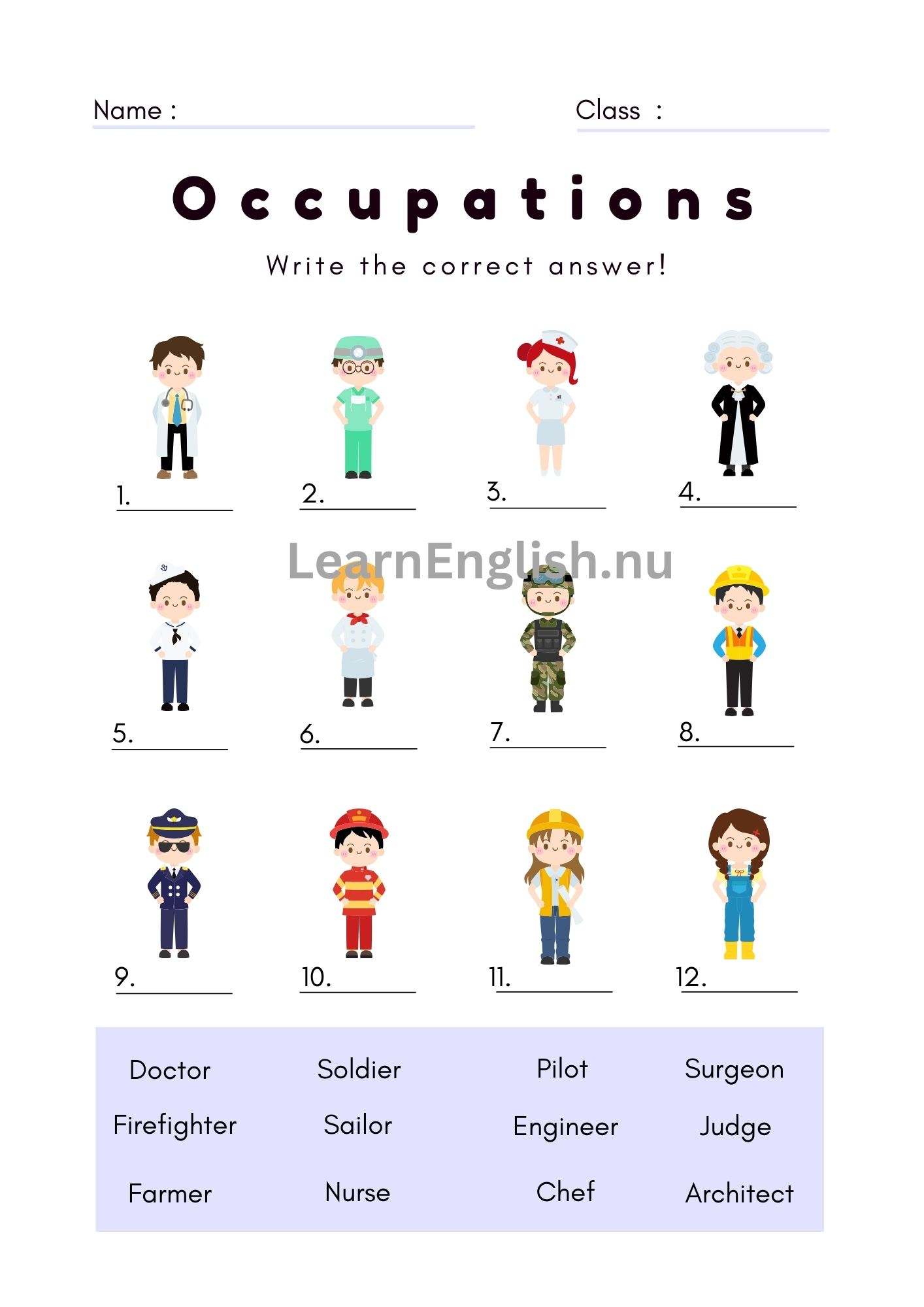 اسماء المهن بالانجليزية بالصور والصوت