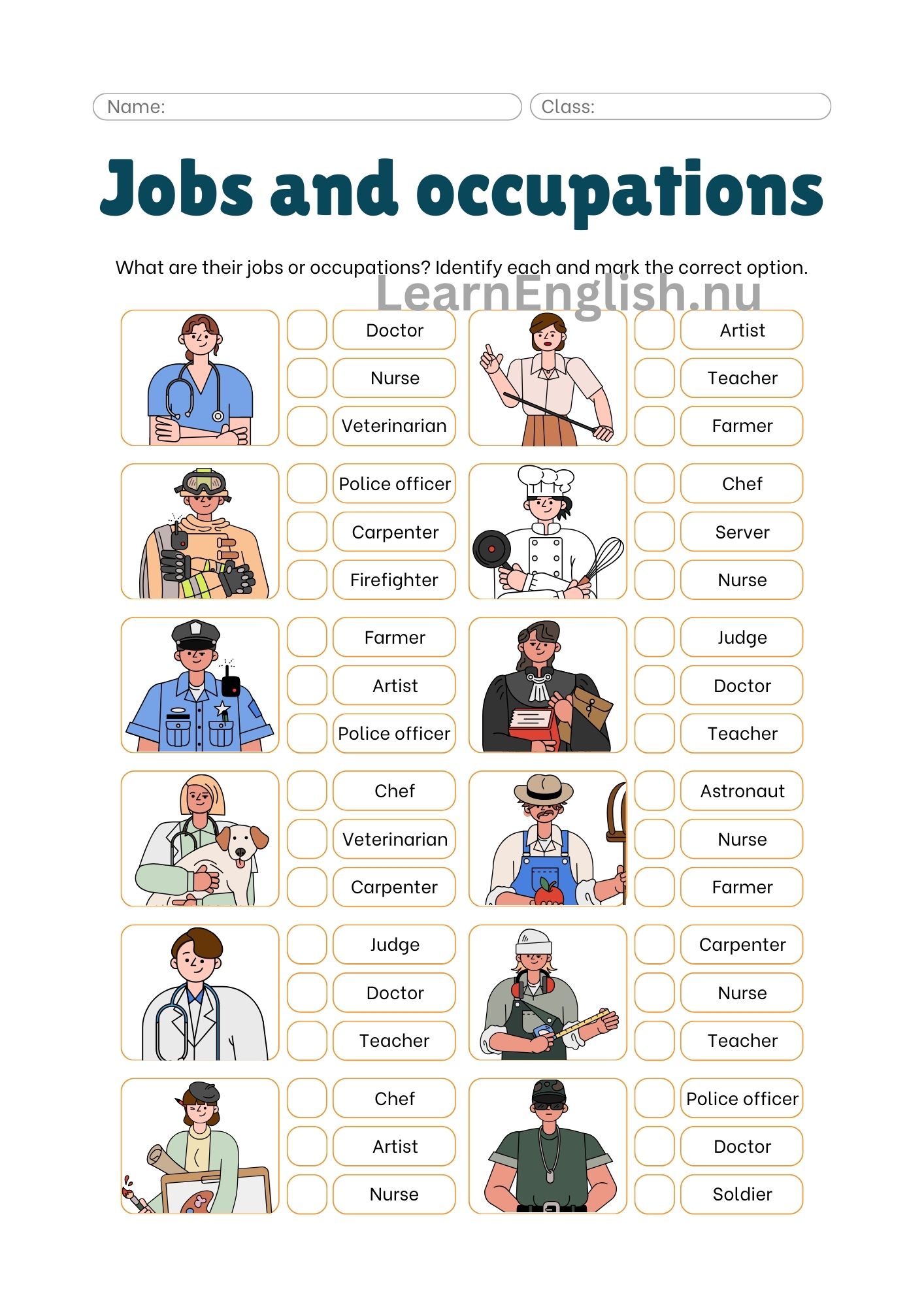 اسماء المهن بالانجليزية بالصور والصوت