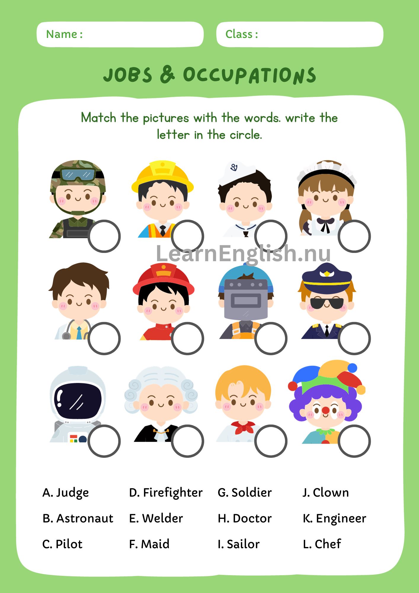 اسماء المهن بالانجليزية بالصور والصوت