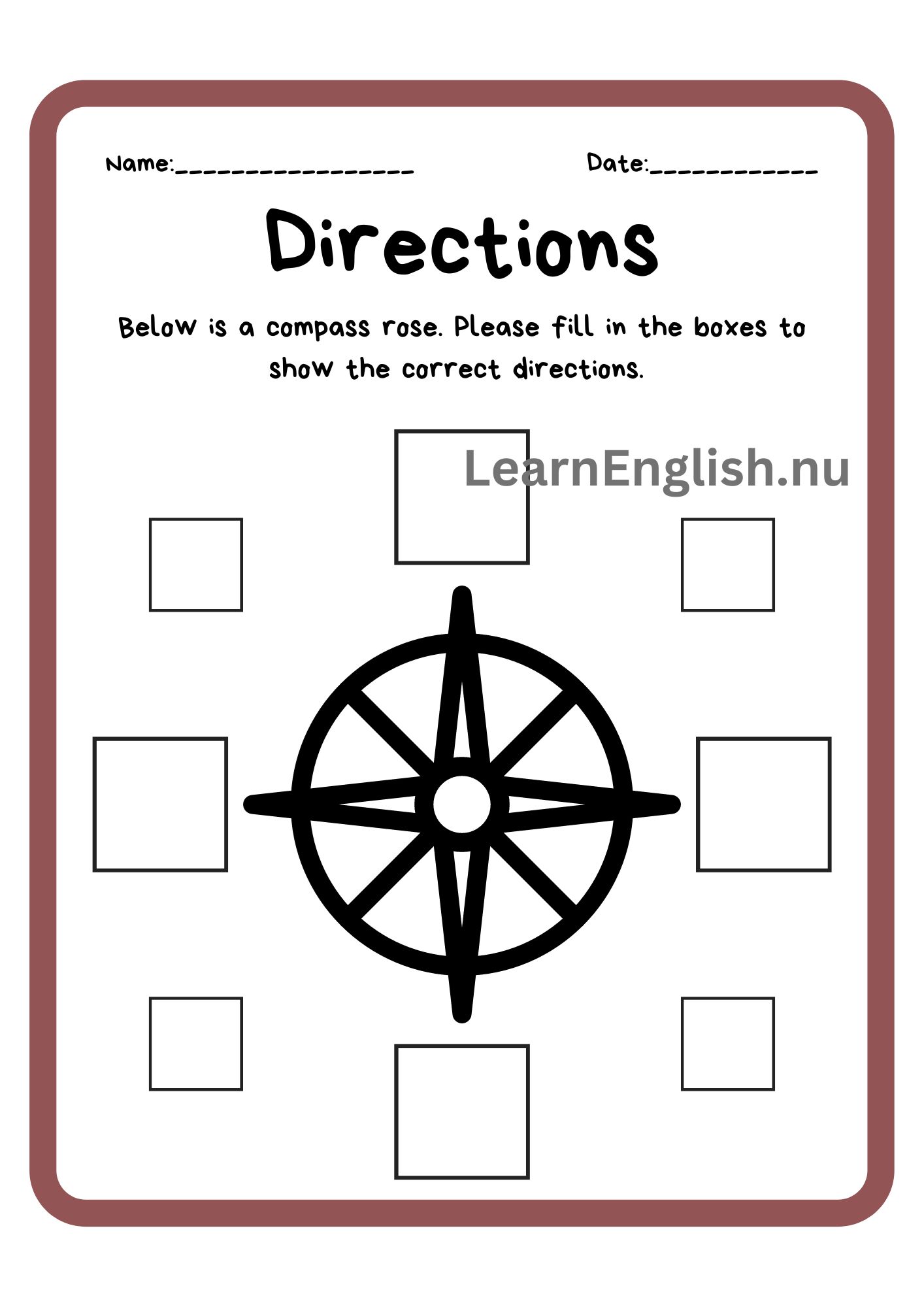 الاتجاهات بالانجليزي بالصور والصوت