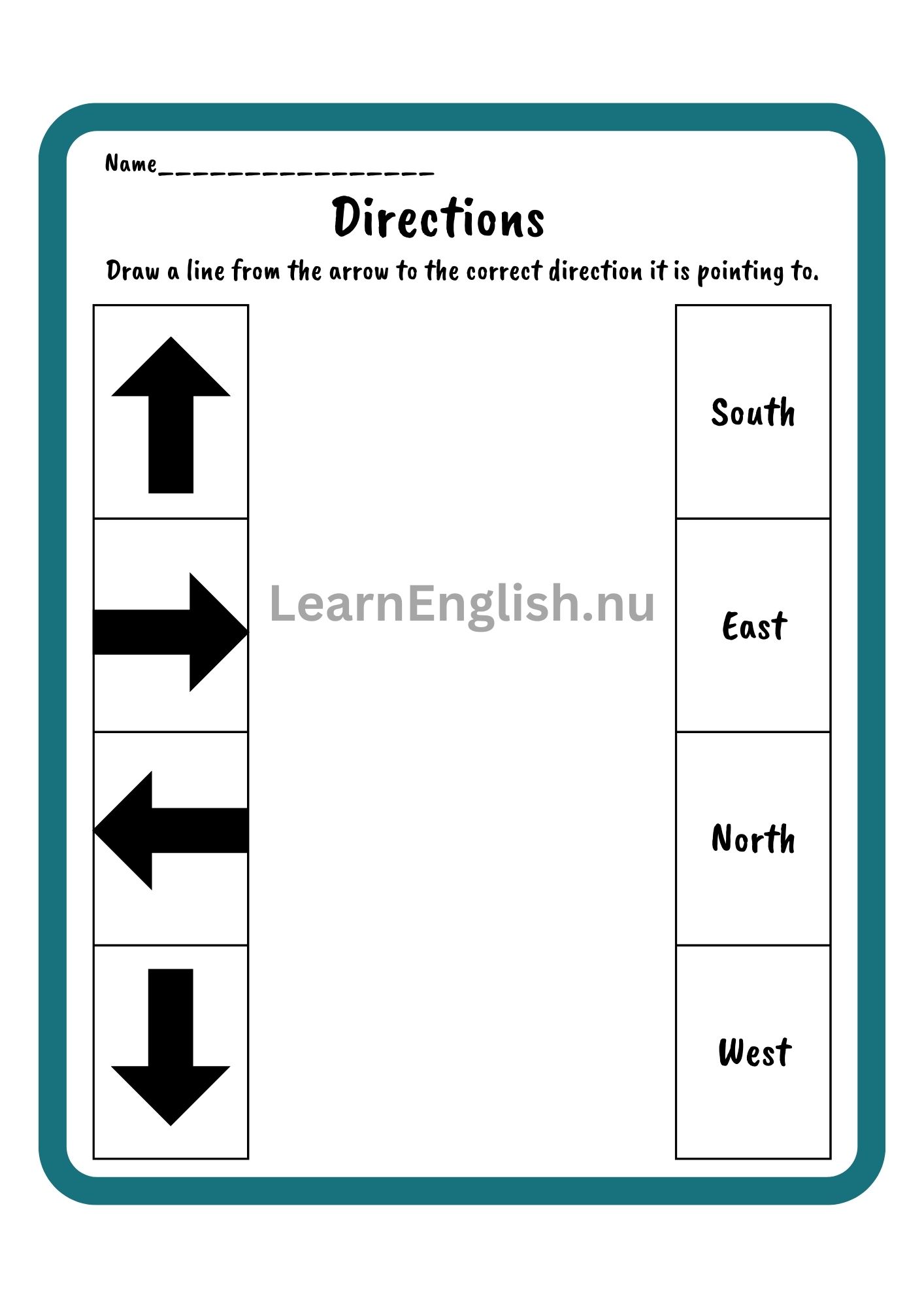الاتجاهات بالانجليزي بالصور والصوت