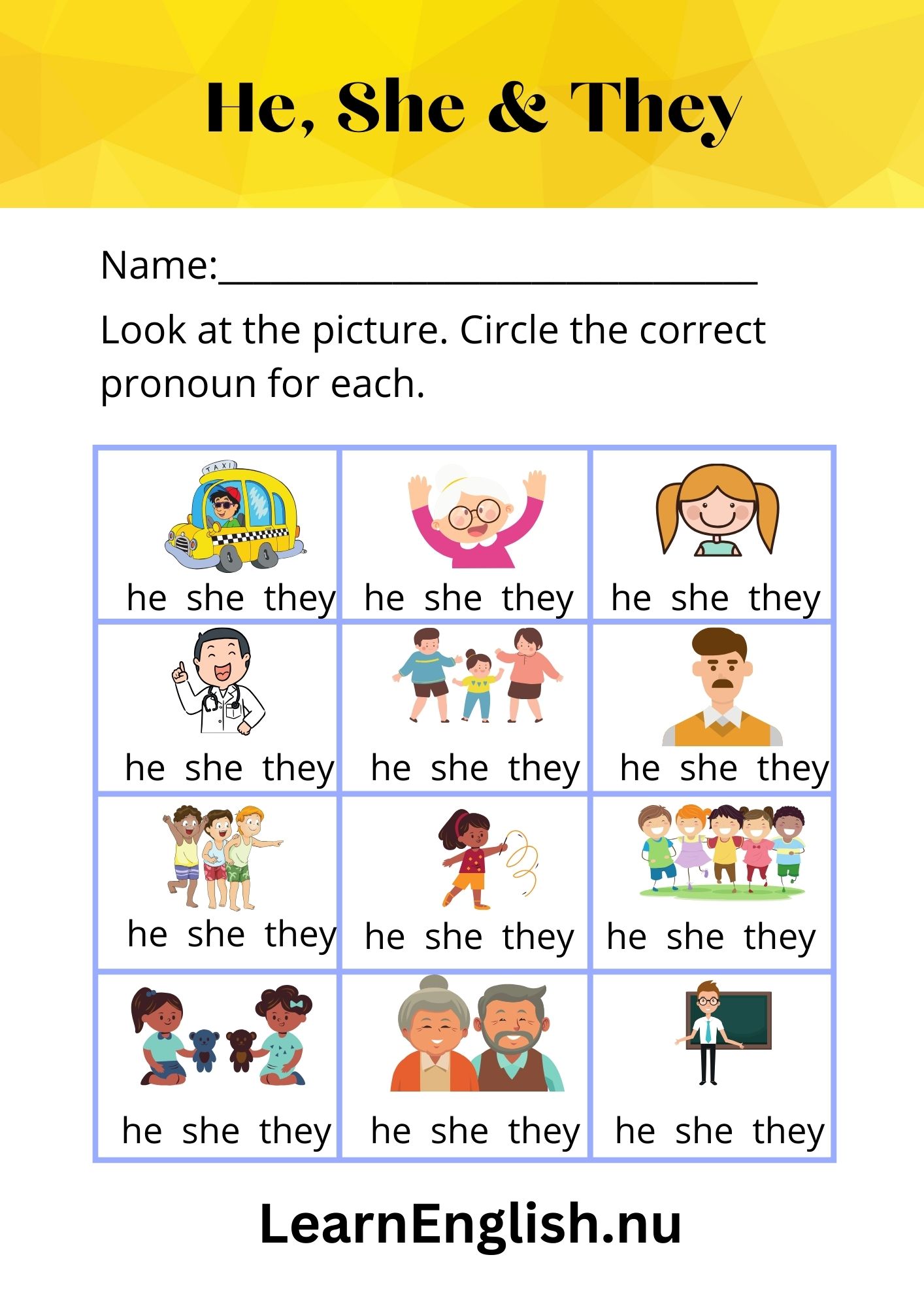 الضمائر الانجليزية للمبتدئين