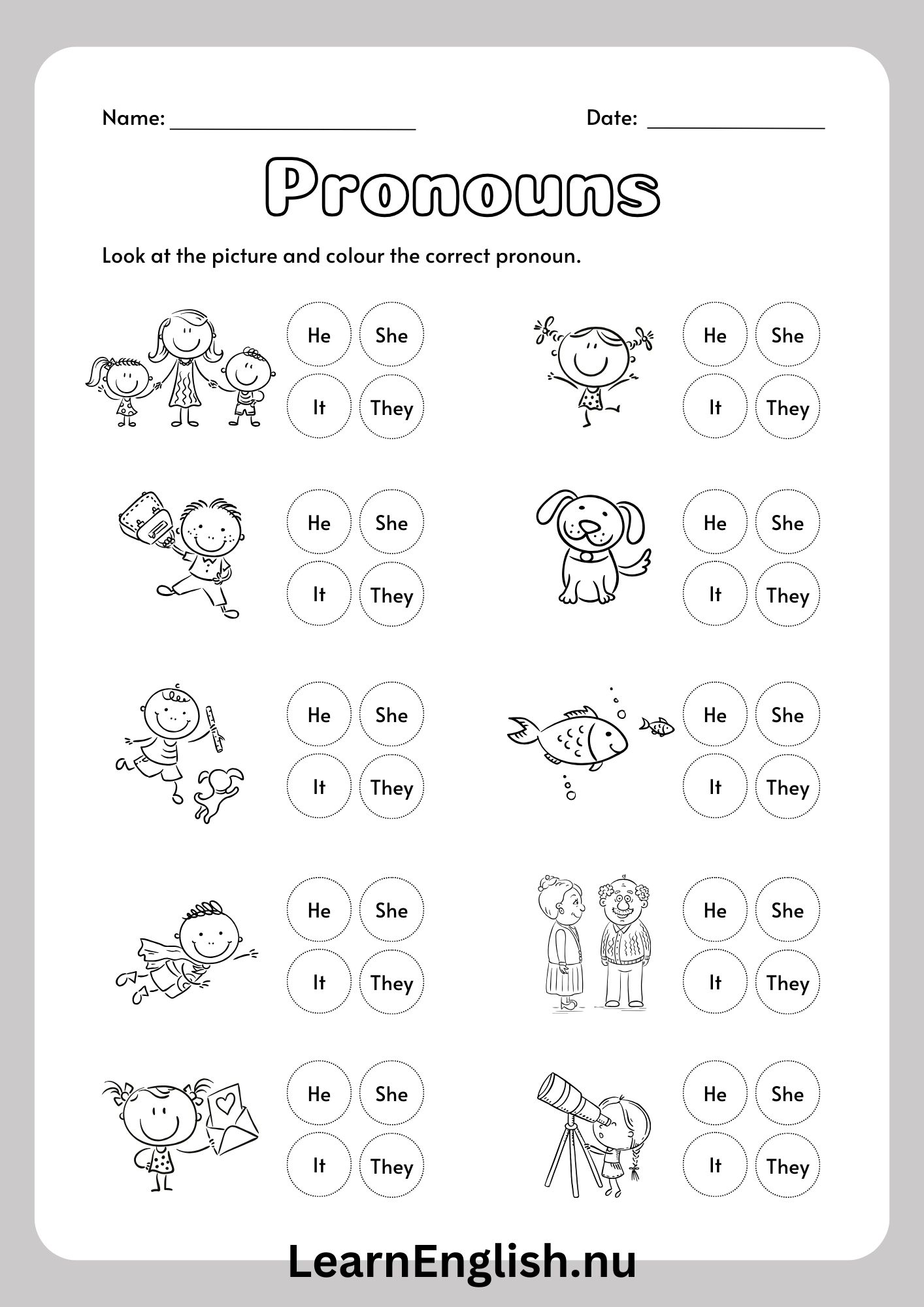 الضمائر الانجليزية للمبتدئين