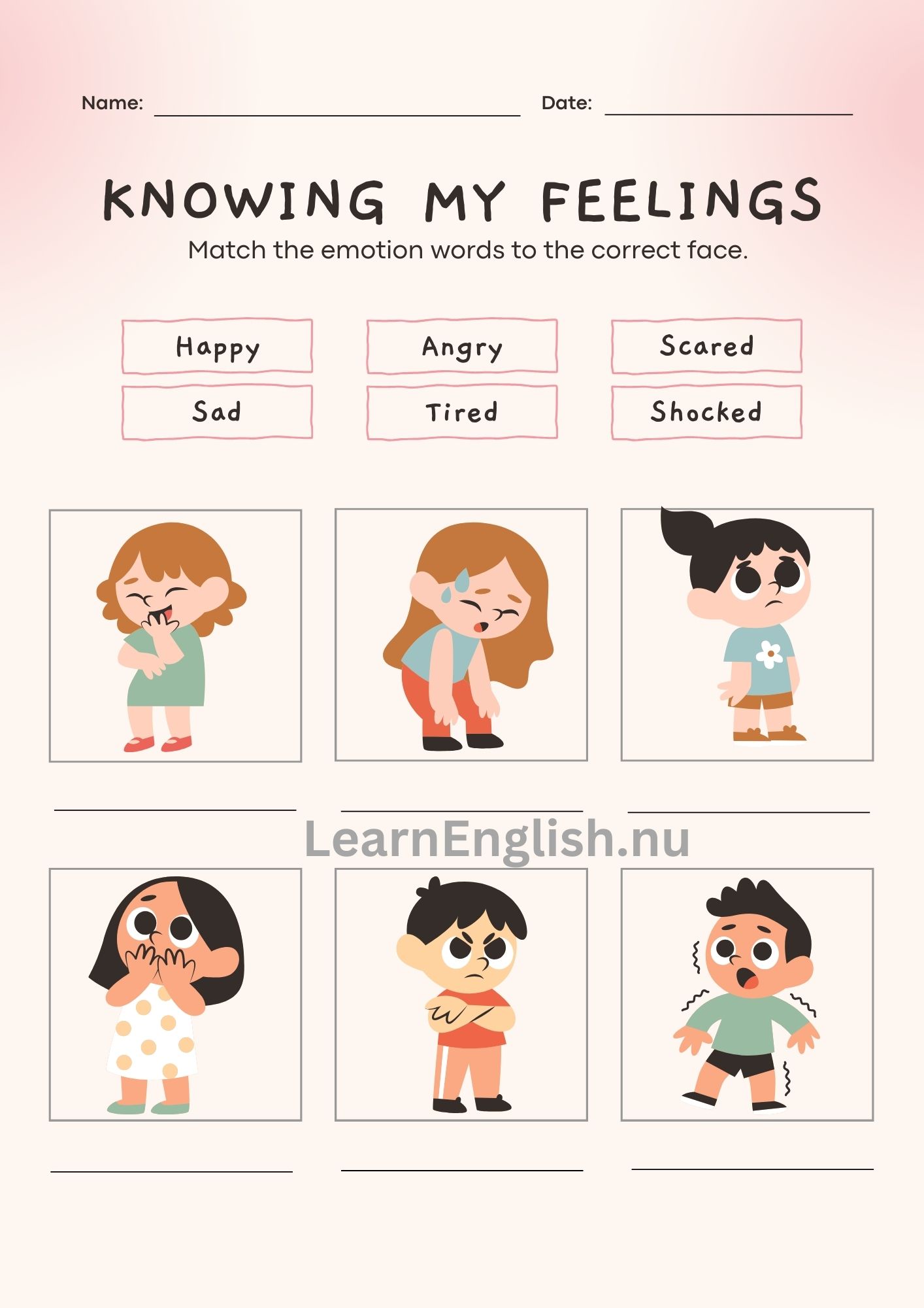 المشاعر بالانجليزي بالصور والصوت