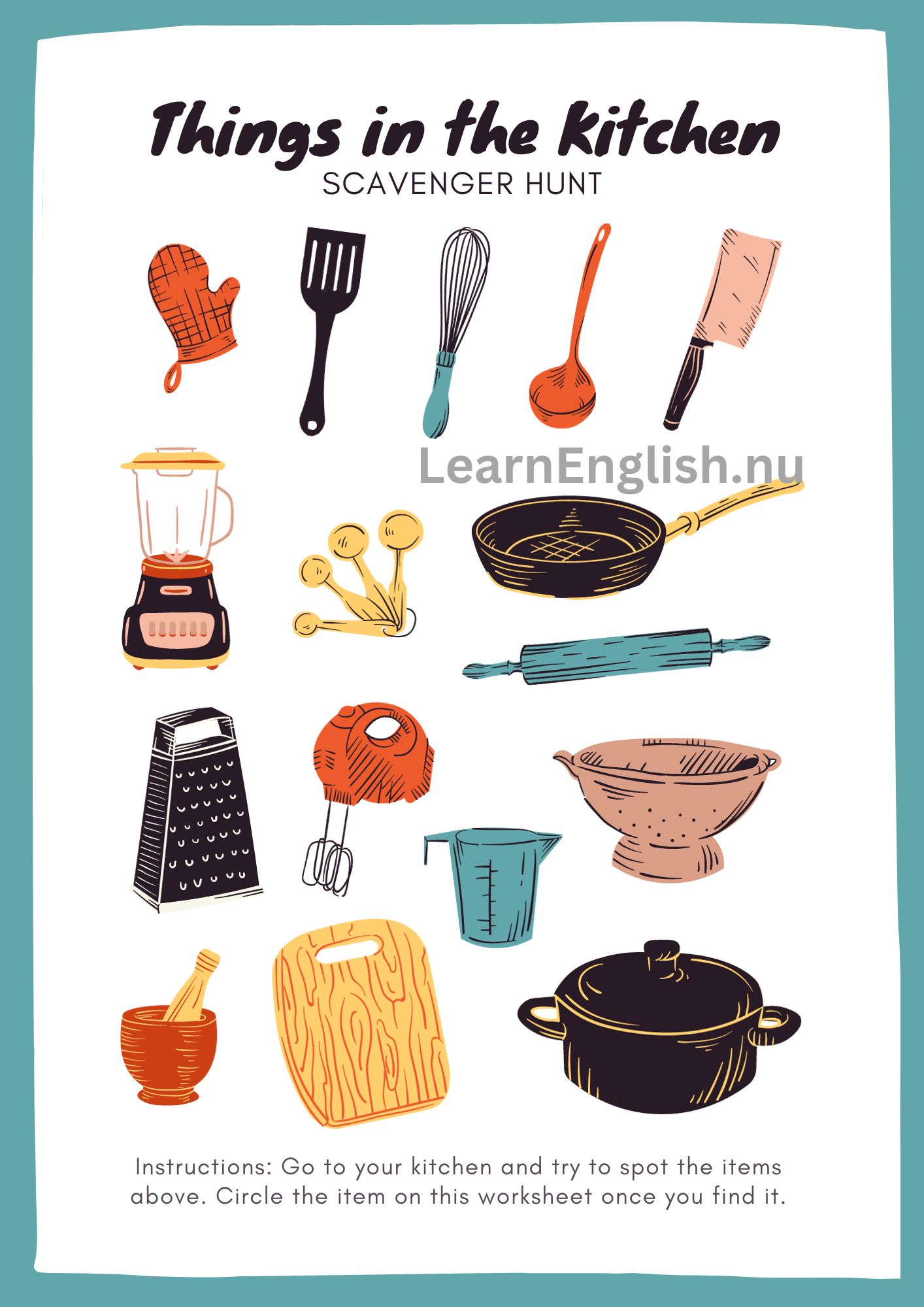 تعلم ادوات المطبخ بالانجليزي بالصور والصوت