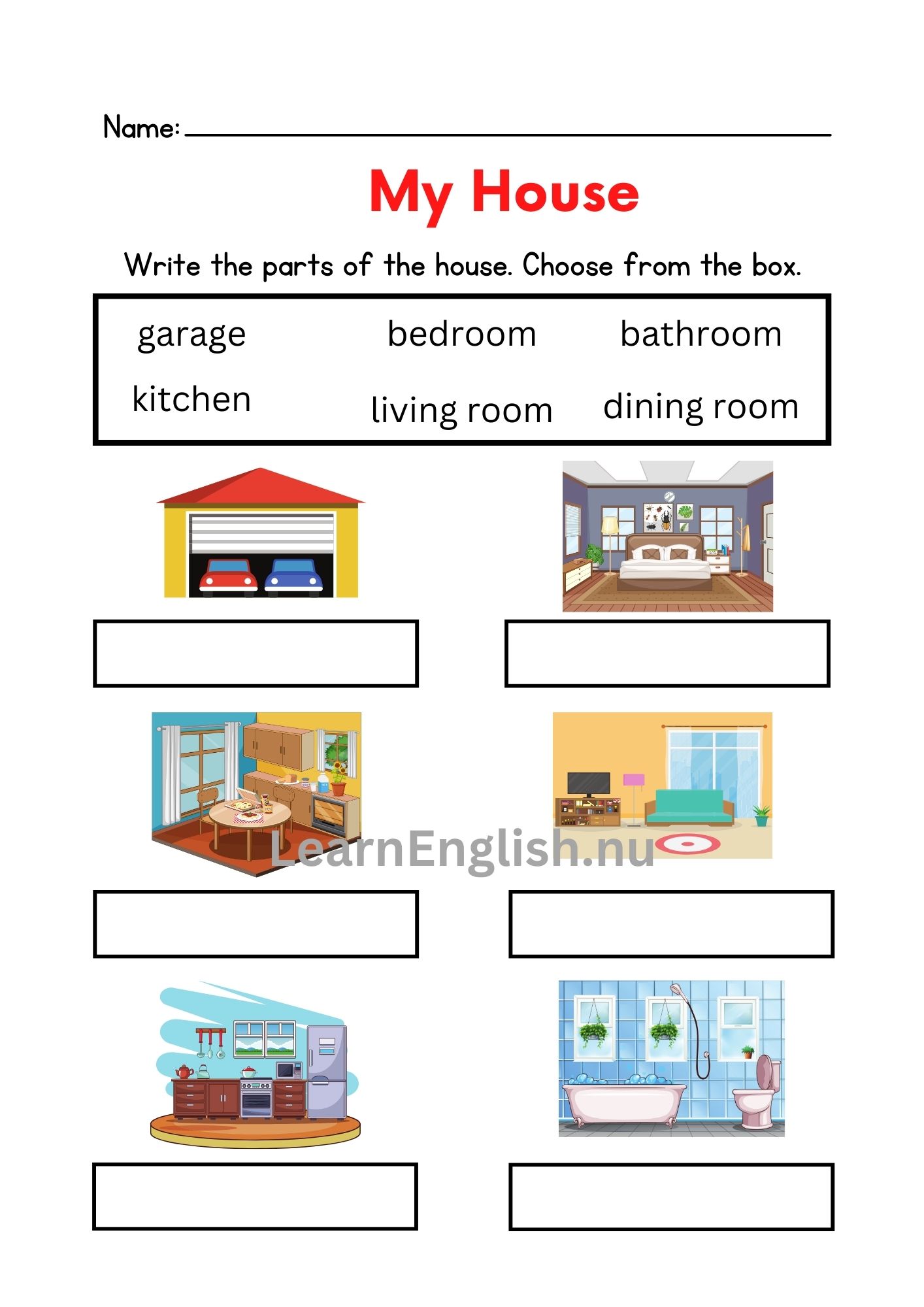تعليم اجزاء المنزل بالانجليزي بالصور والصوت