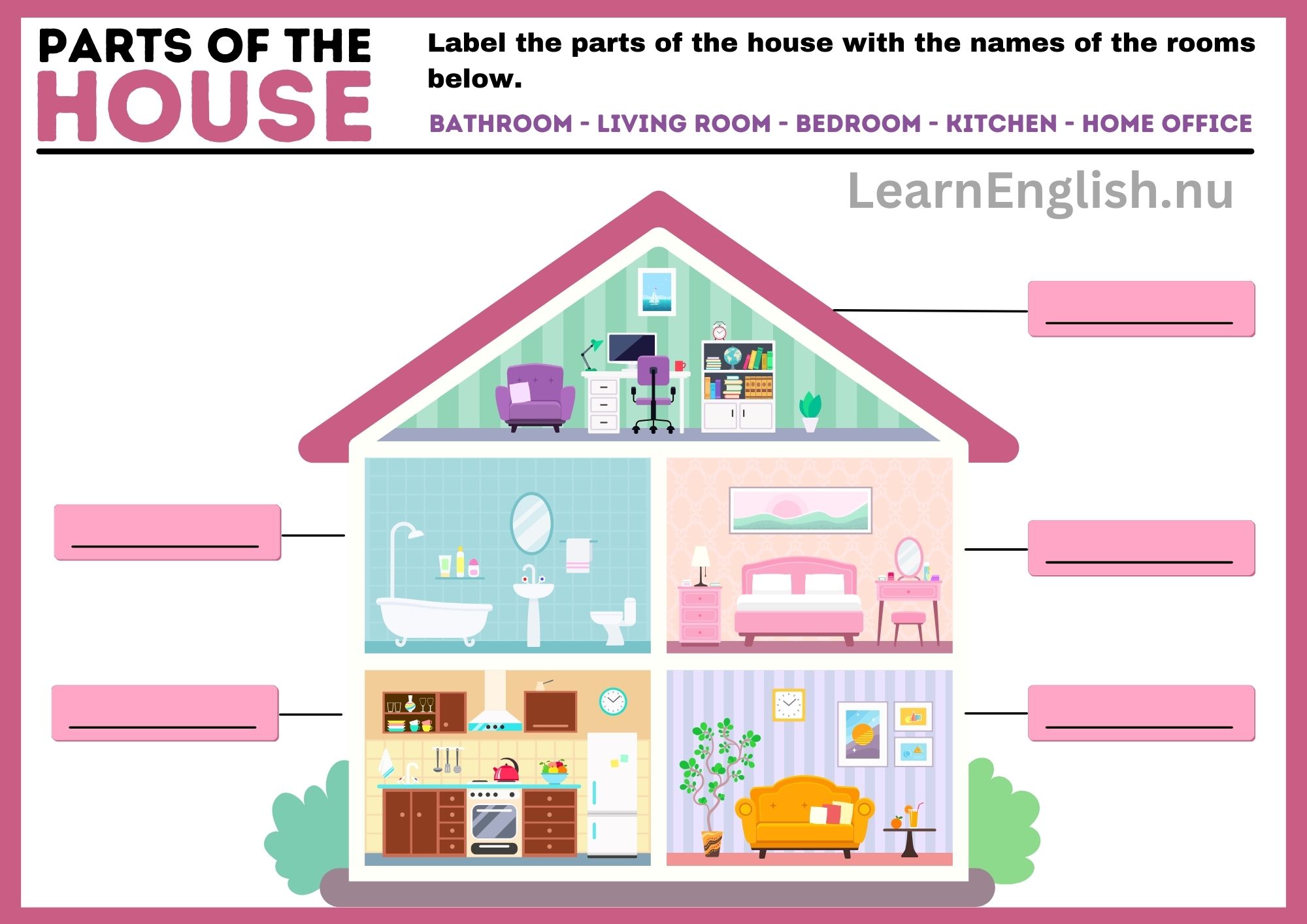 تعليم اجزاء المنزل بالانجليزي بالصور والصوت