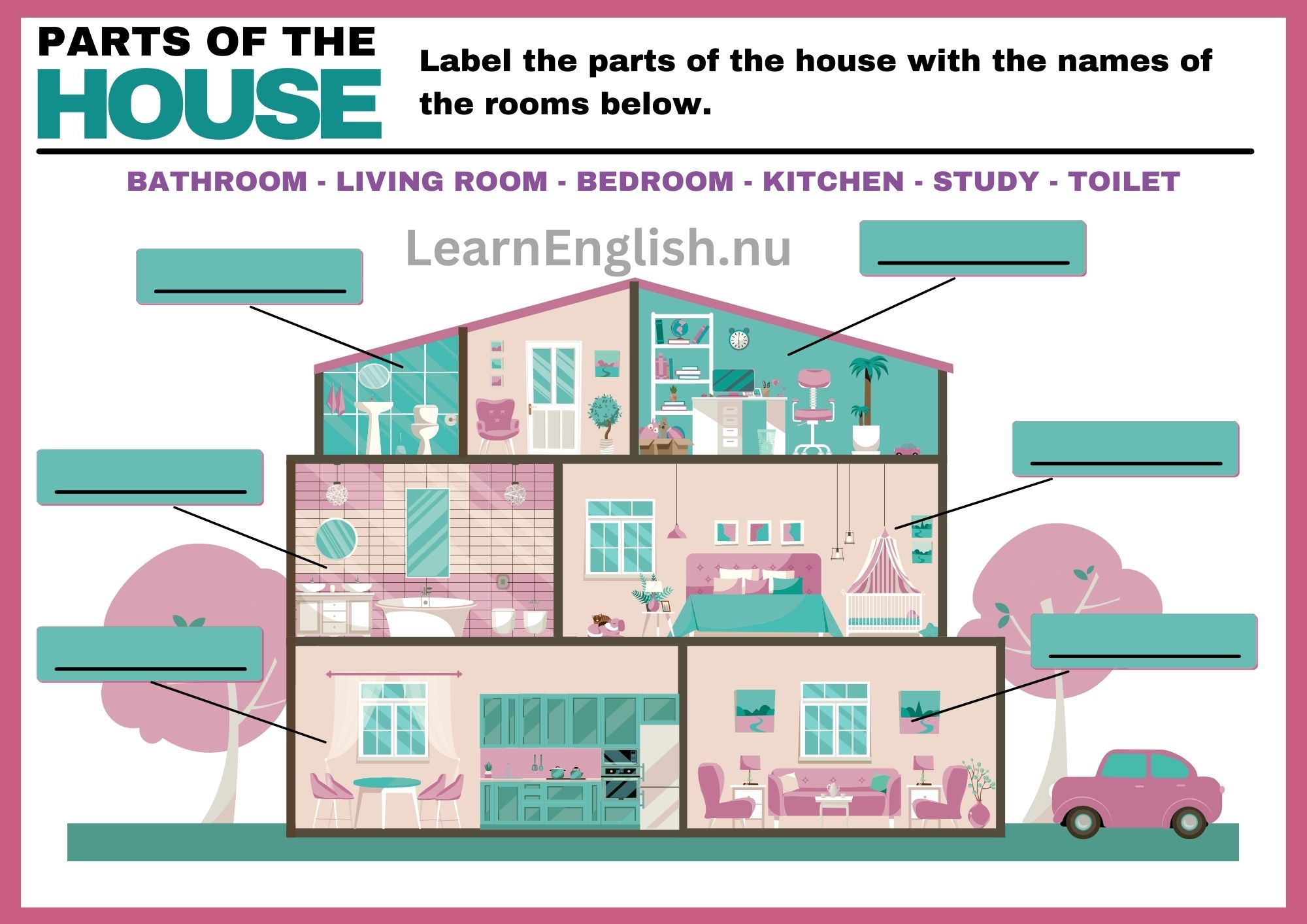 تعليم اجزاء المنزل بالانجليزي بالصور والصوت