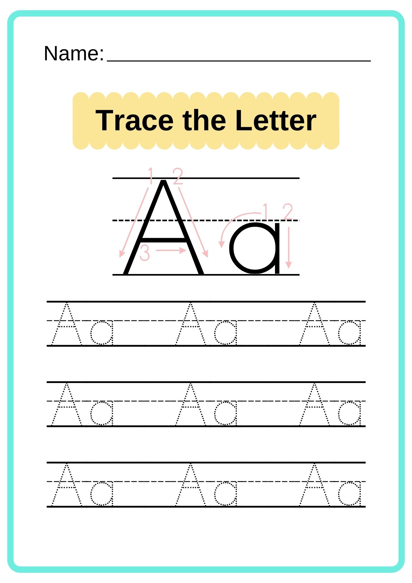 english alphabet tracing worksheet