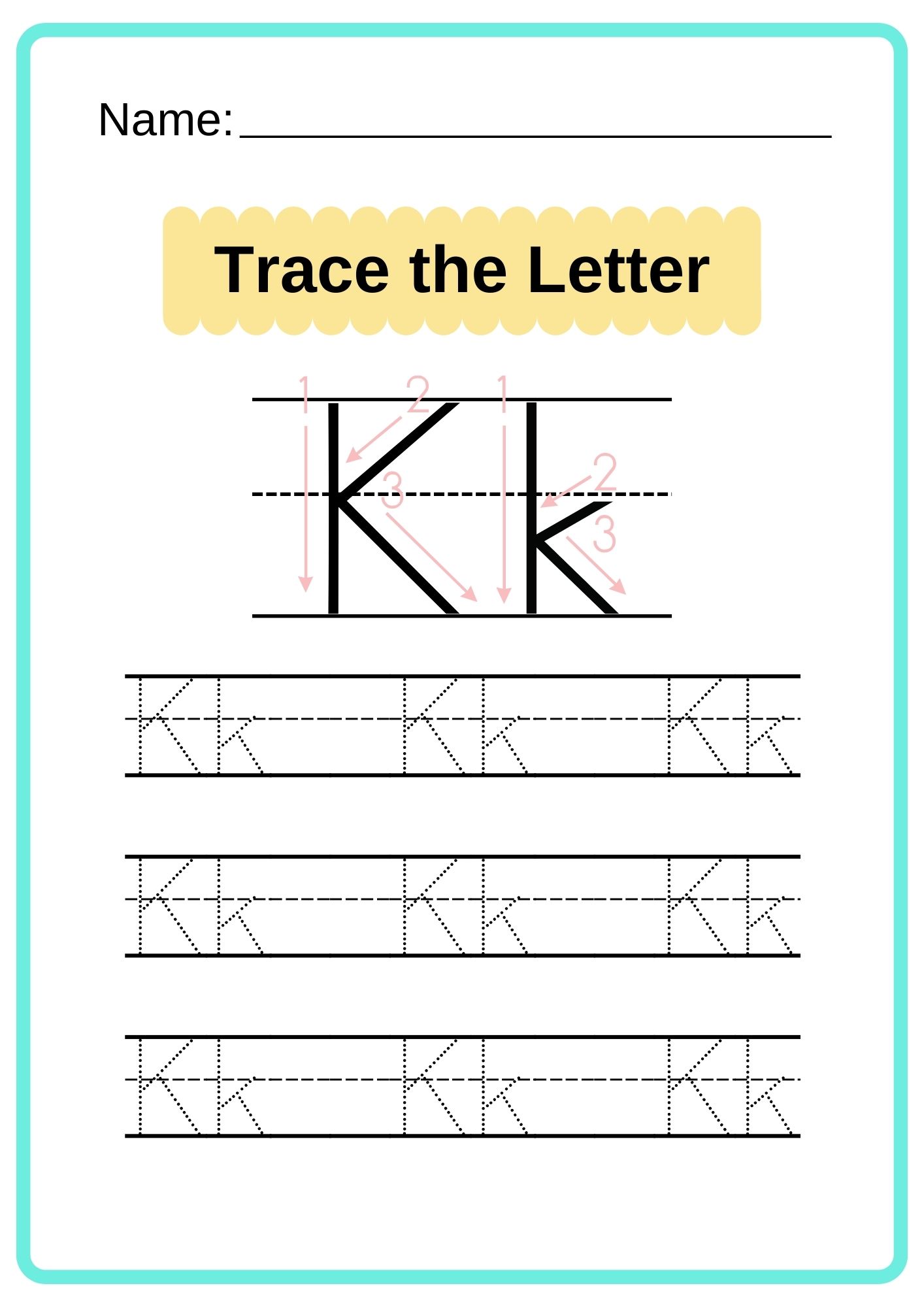 english alphabet tracing worksheet