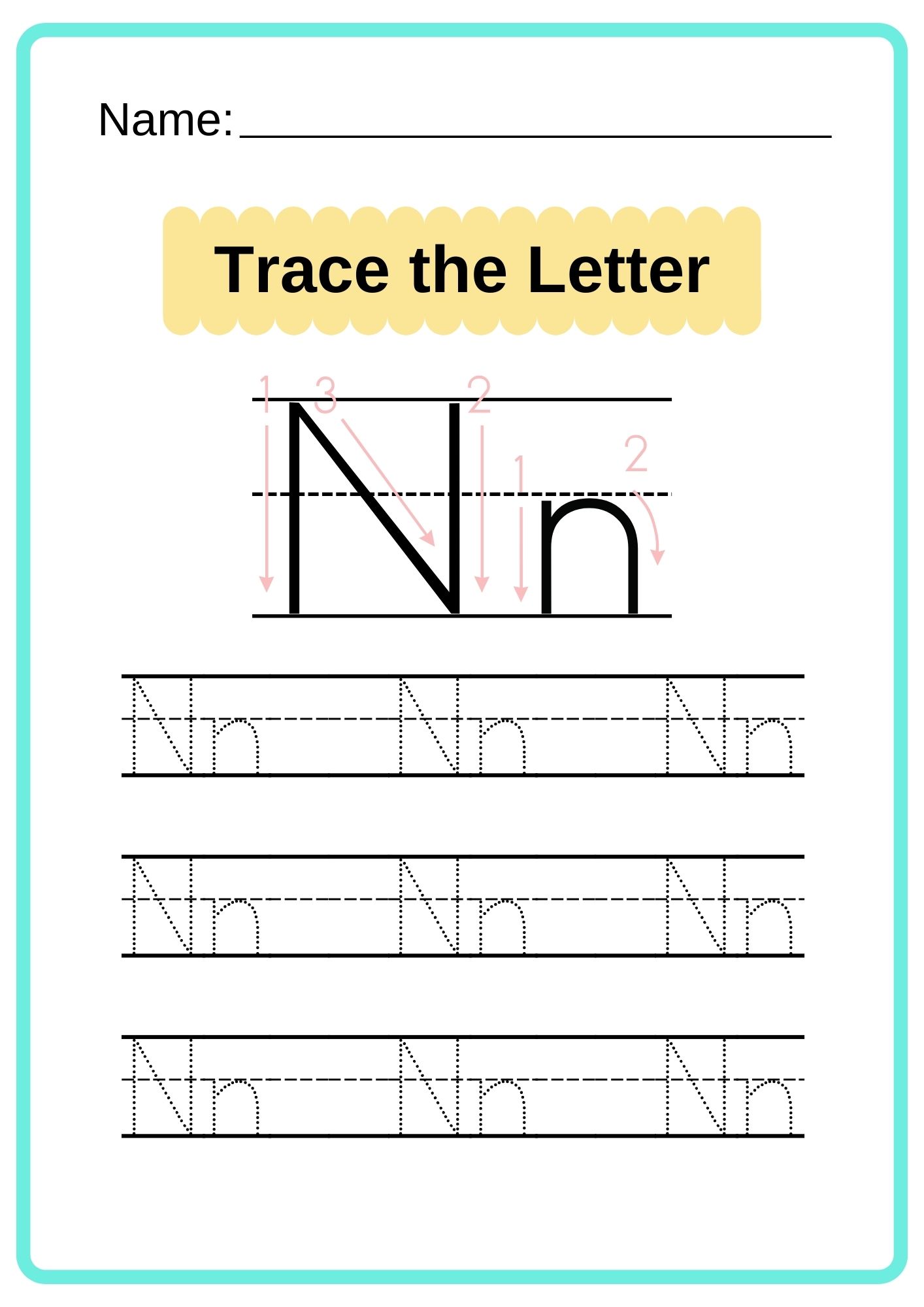 english alphabet tracing worksheet