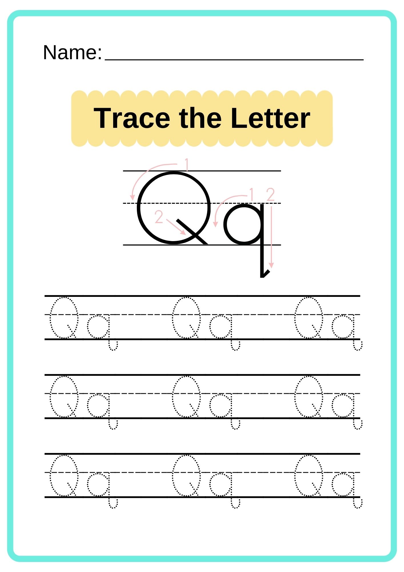 english alphabet tracing worksheet