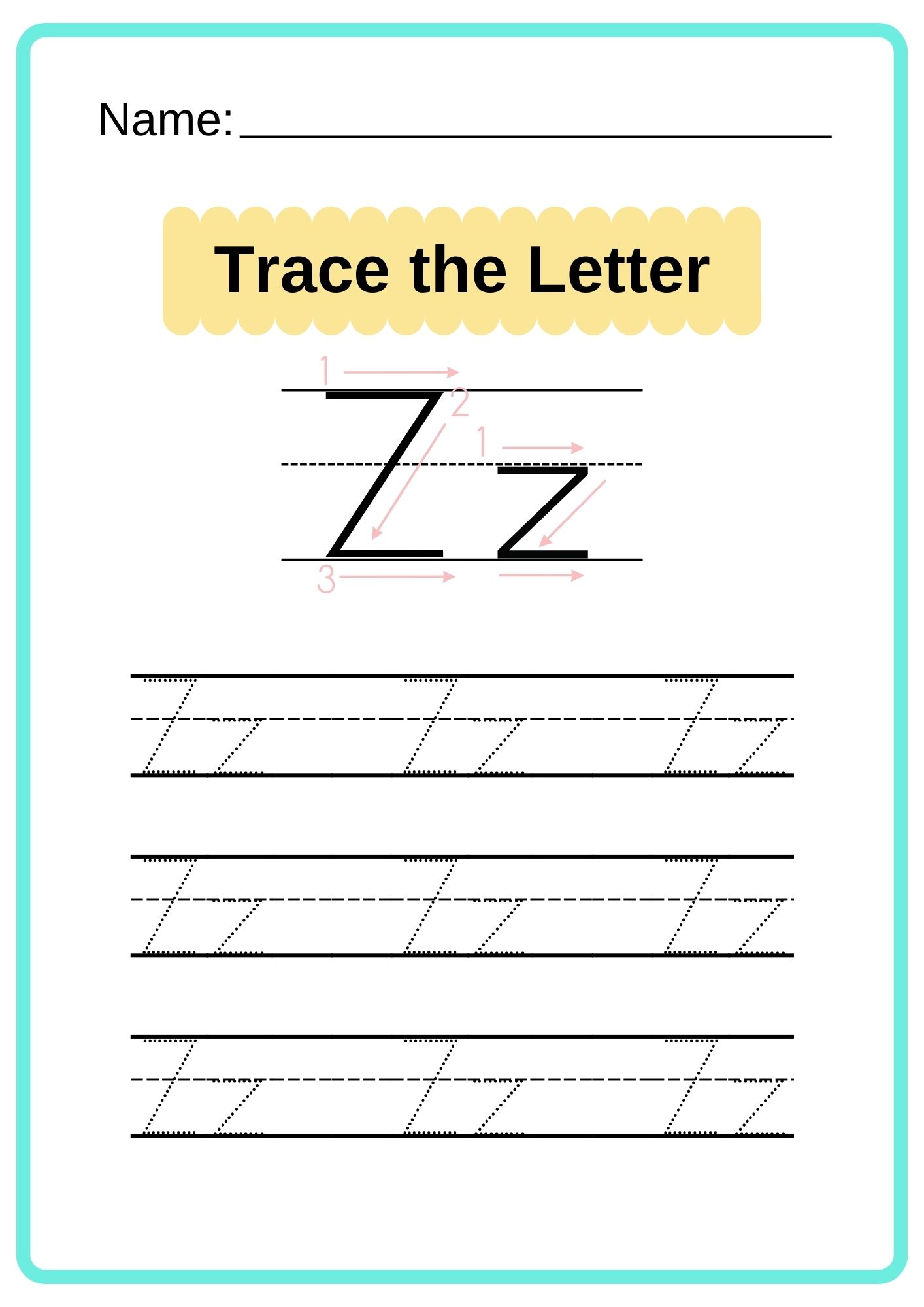english alphabet tracing worksheet