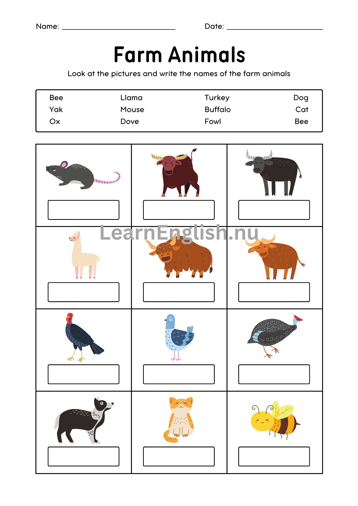 حيوانات المزرعة بالانجليزي بالصور والصوت