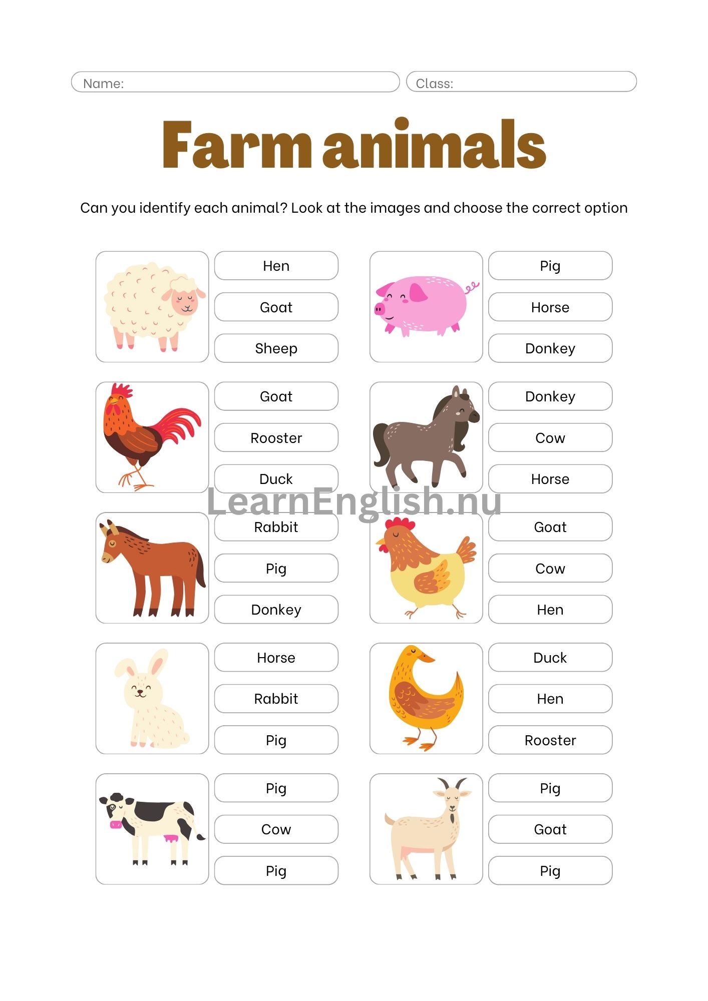 حيوانات المزرعة بالانجليزي بالصور والصوت