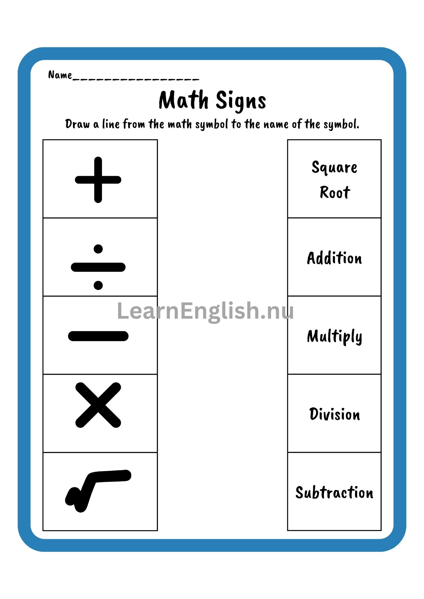 رموز الرياضيات بالانجليزي بالصور والصوت