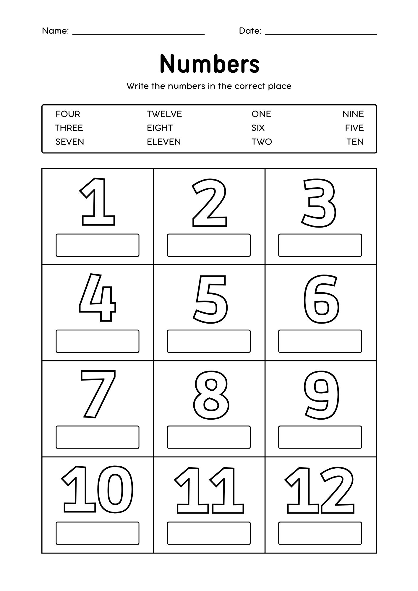english numbers worksheet saudi