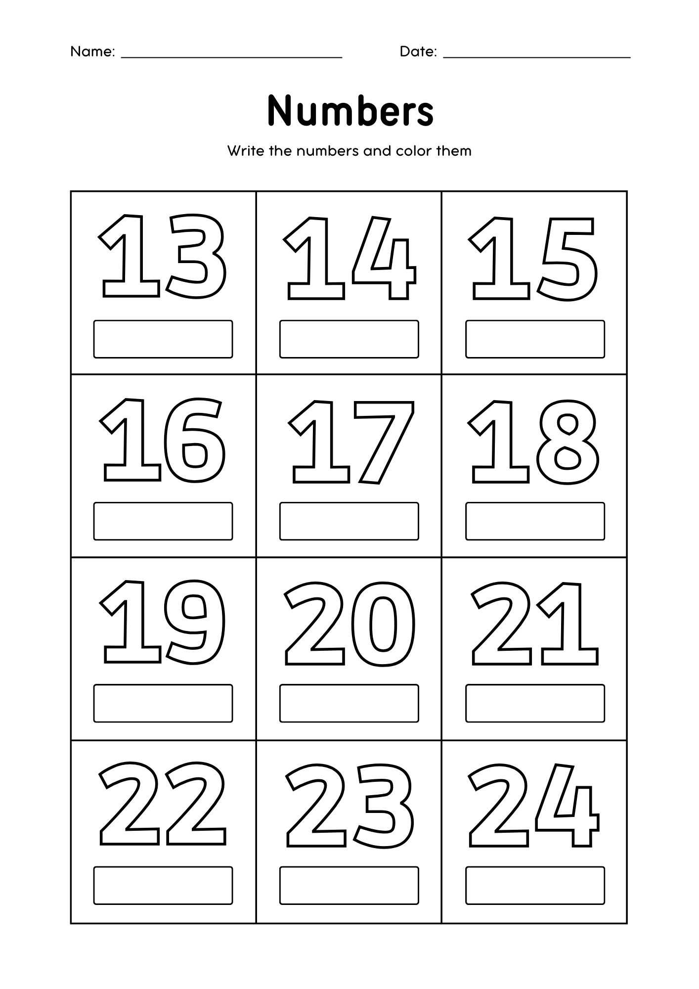 english numbers worksheet saudi