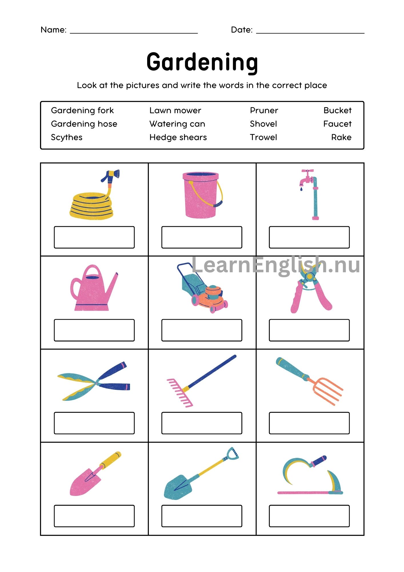 مفردات الحديقة بالانجليزي بالصور والصوت
