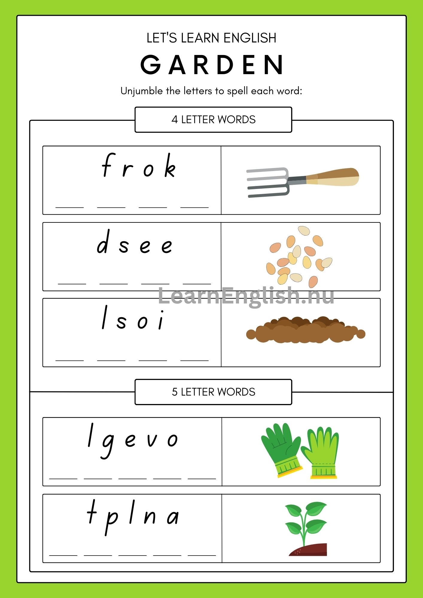 مفردات الحديقة بالانجليزي بالصور والصوت