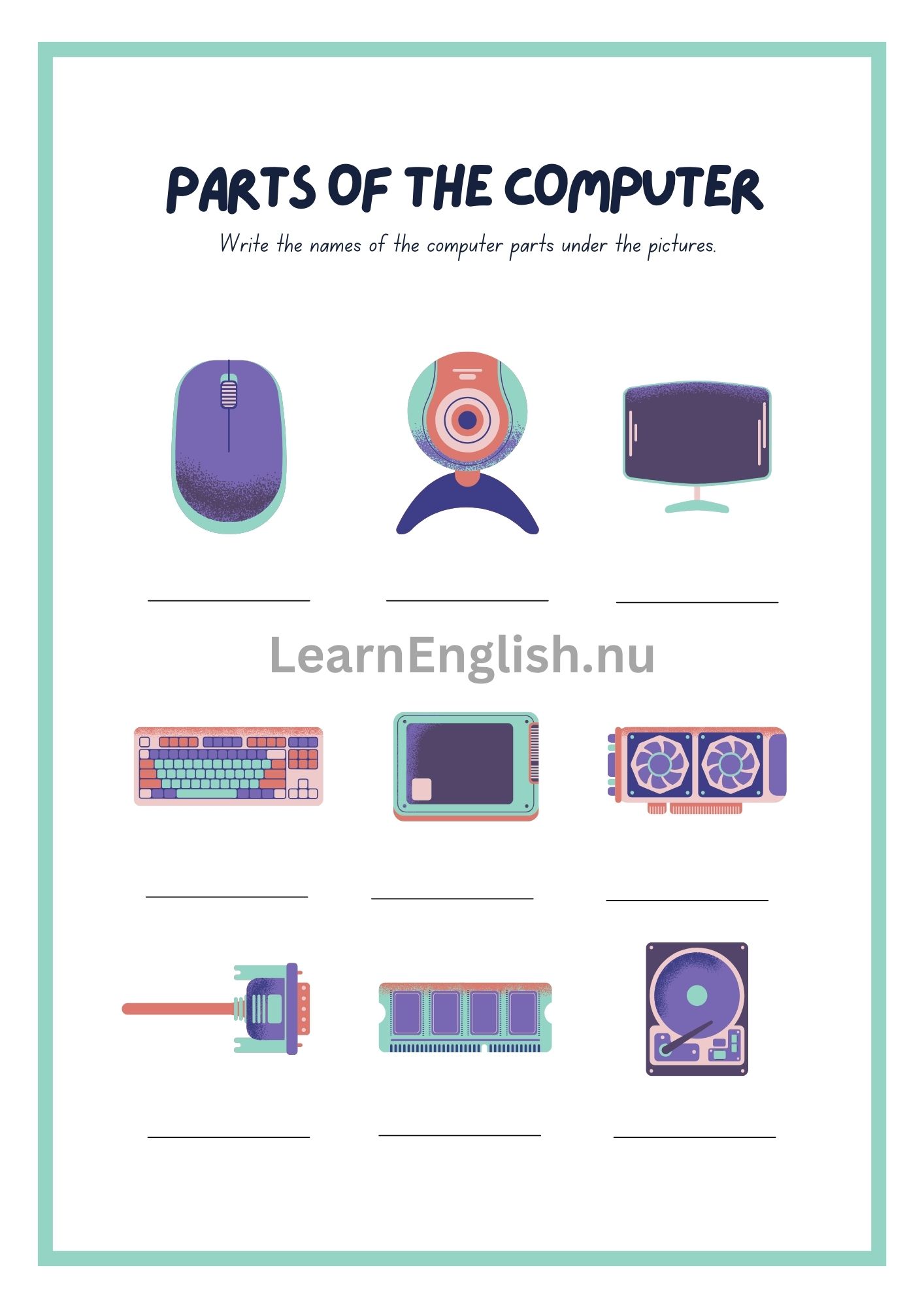 مفردات الكمبيوتر بالانجليزي بالصور والصوت