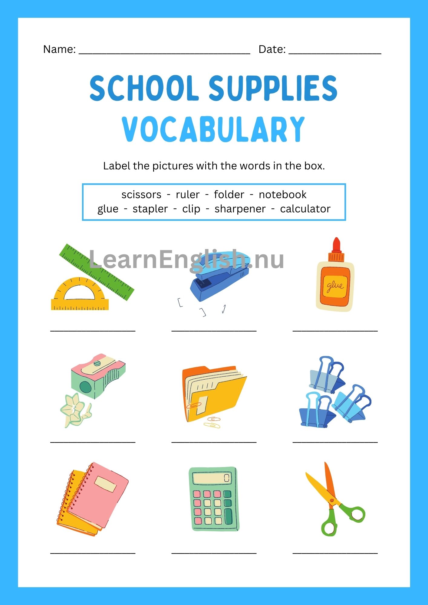 مفردات المدرسة بالانجليزي بالصور والصوت