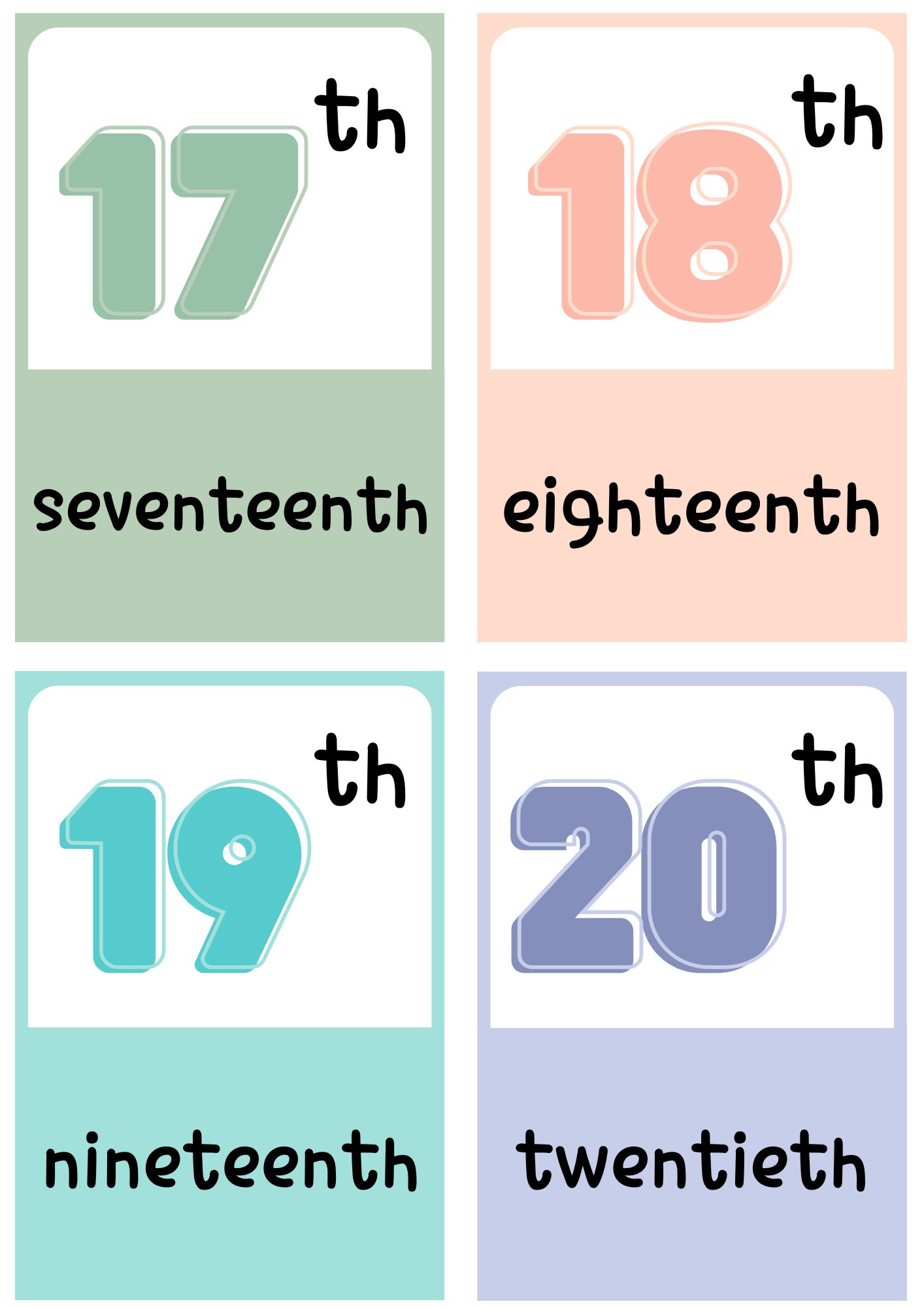 الاعداد الترتيبية بالصور