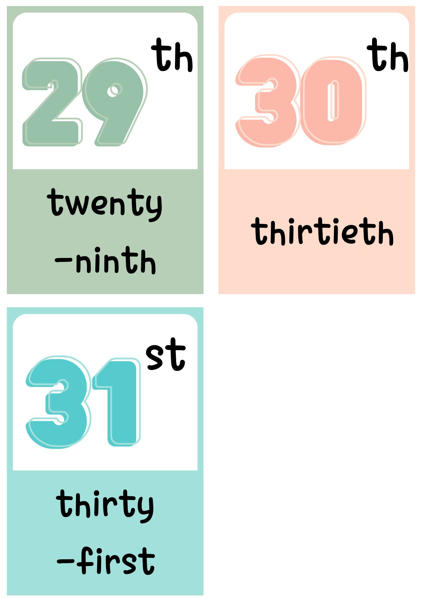 الاعداد الترتيبية بالصور
