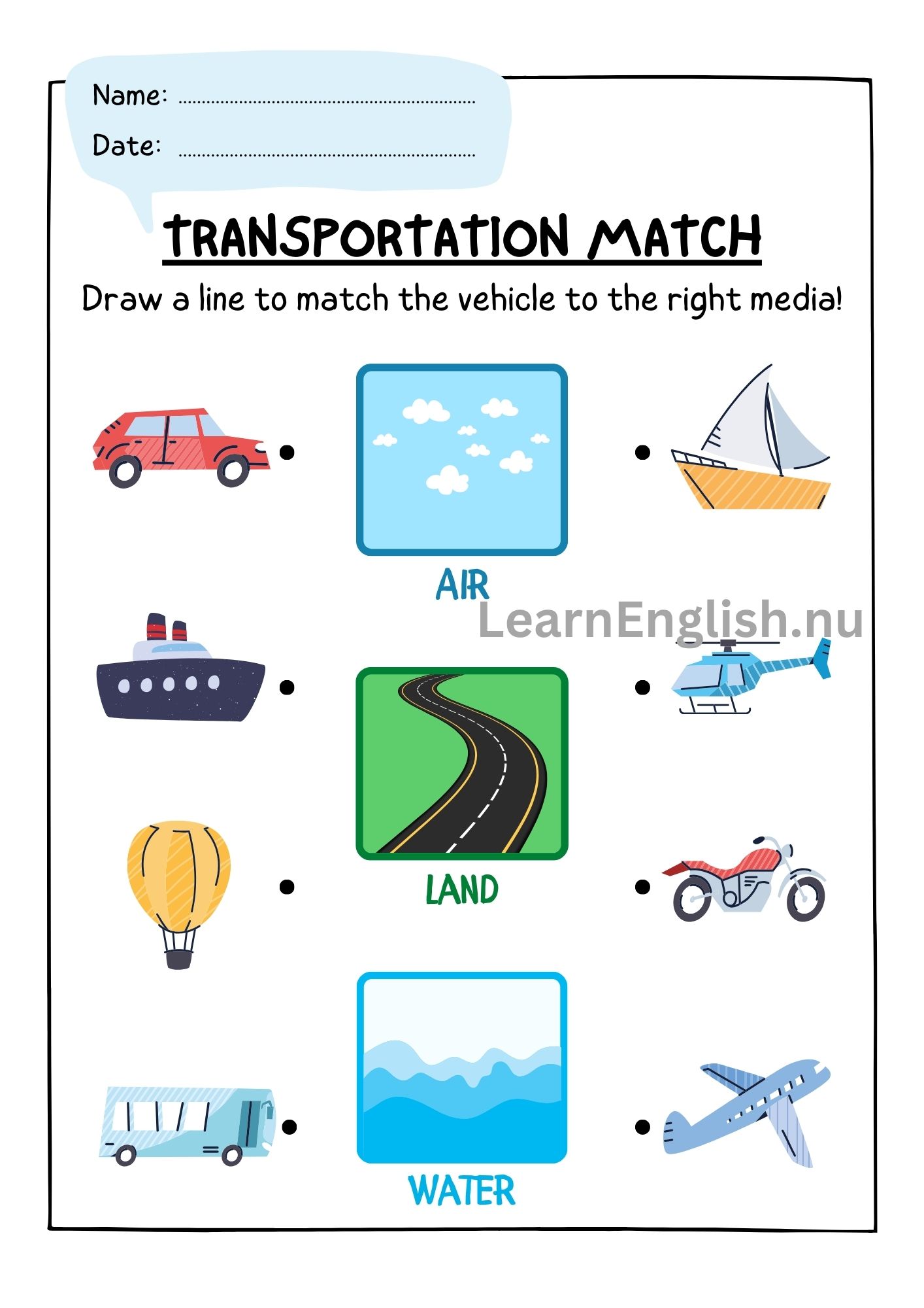 وسائل المواصلات بالانجليزي بالصور والصوت