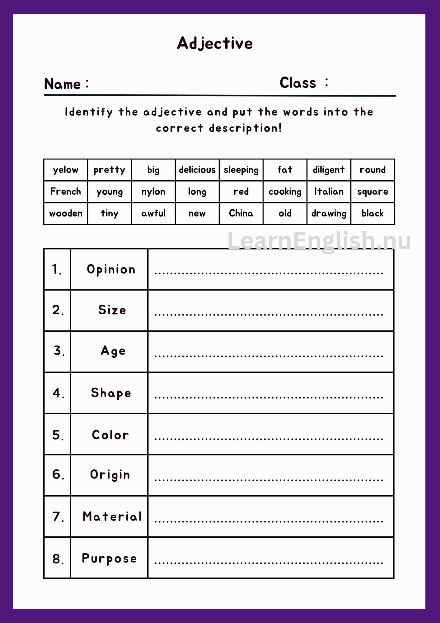 وصف المظهر الخارجي بالانجليزي بالصور والصوت