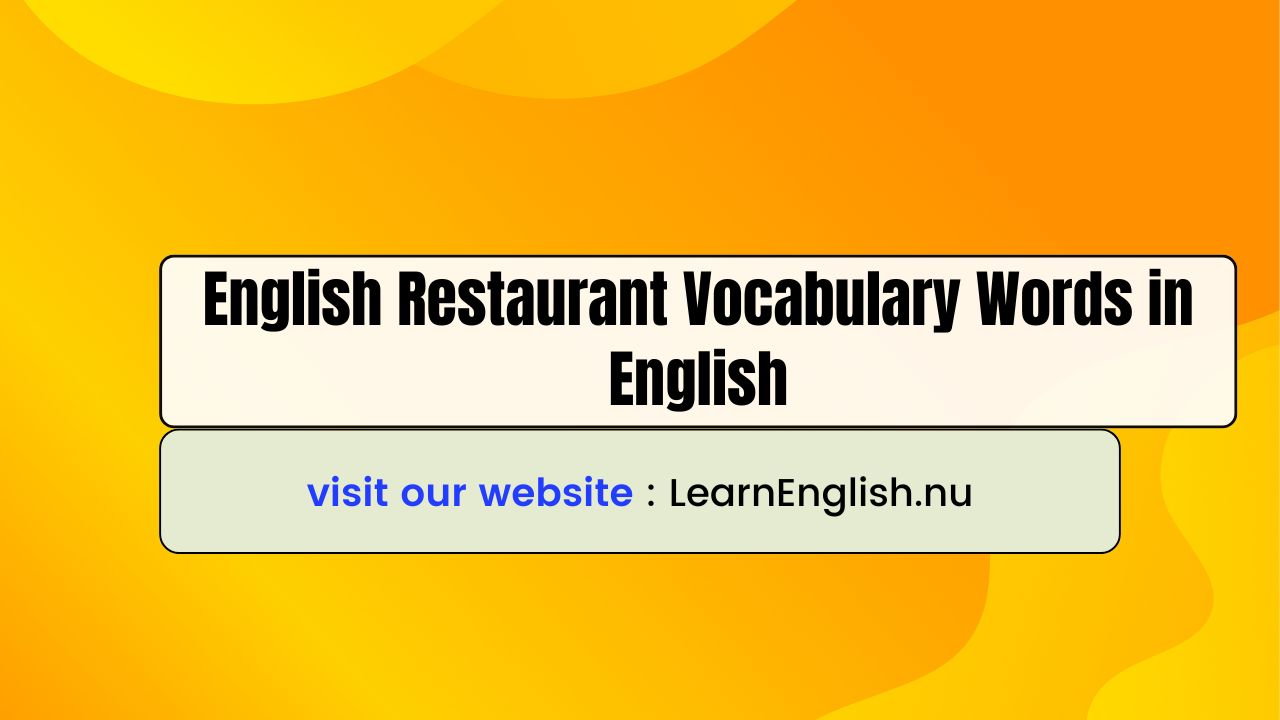 English Restaurant Vocabulary Words in English - learn english