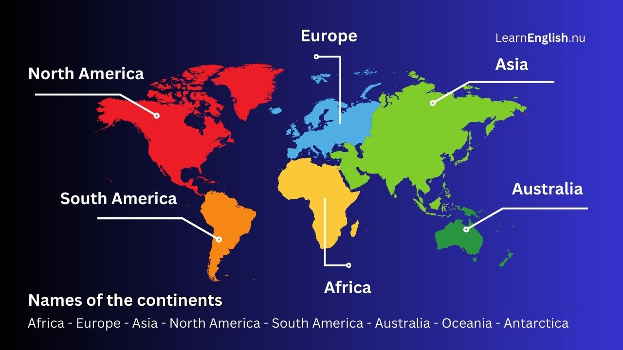 Continent names in English with Picture + Pronunciation