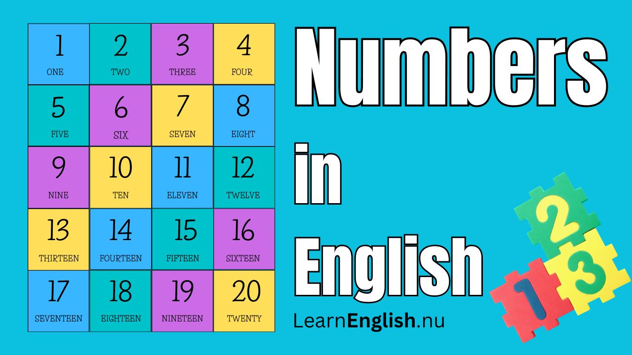 Numbers in English words with sounds and pictures